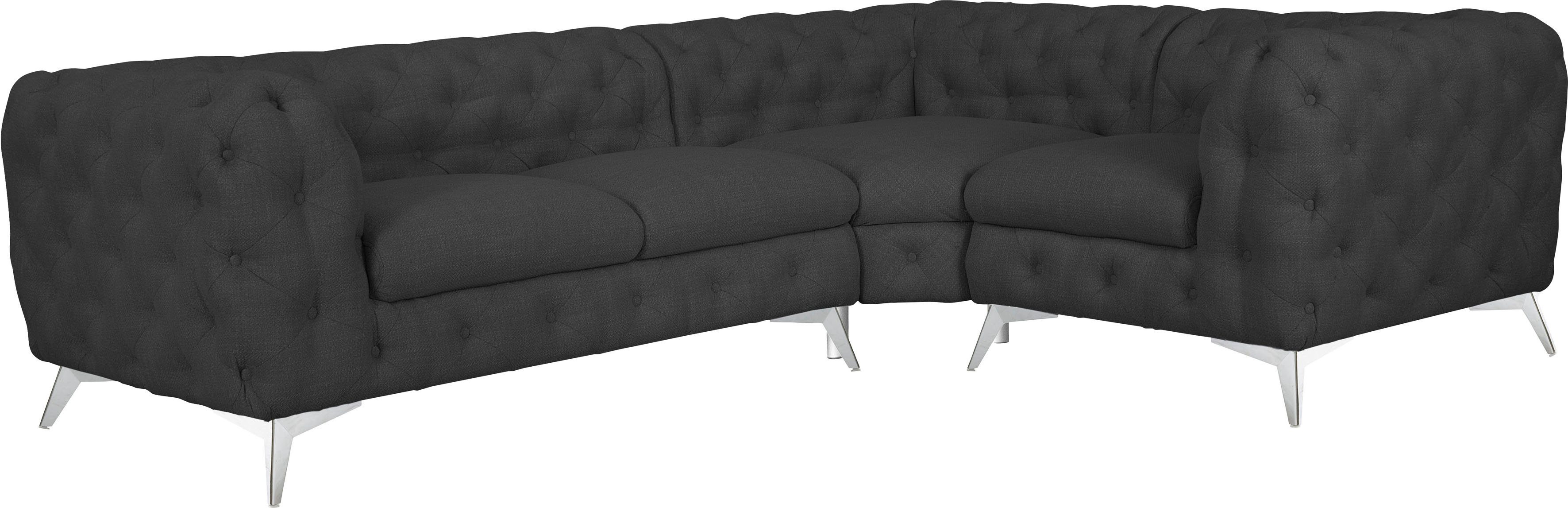 Leonique Chesterfield-bank Glynis L-vorm luxueuze capitonnage, moderne chesterfield look, kleur van de poten ter keuze