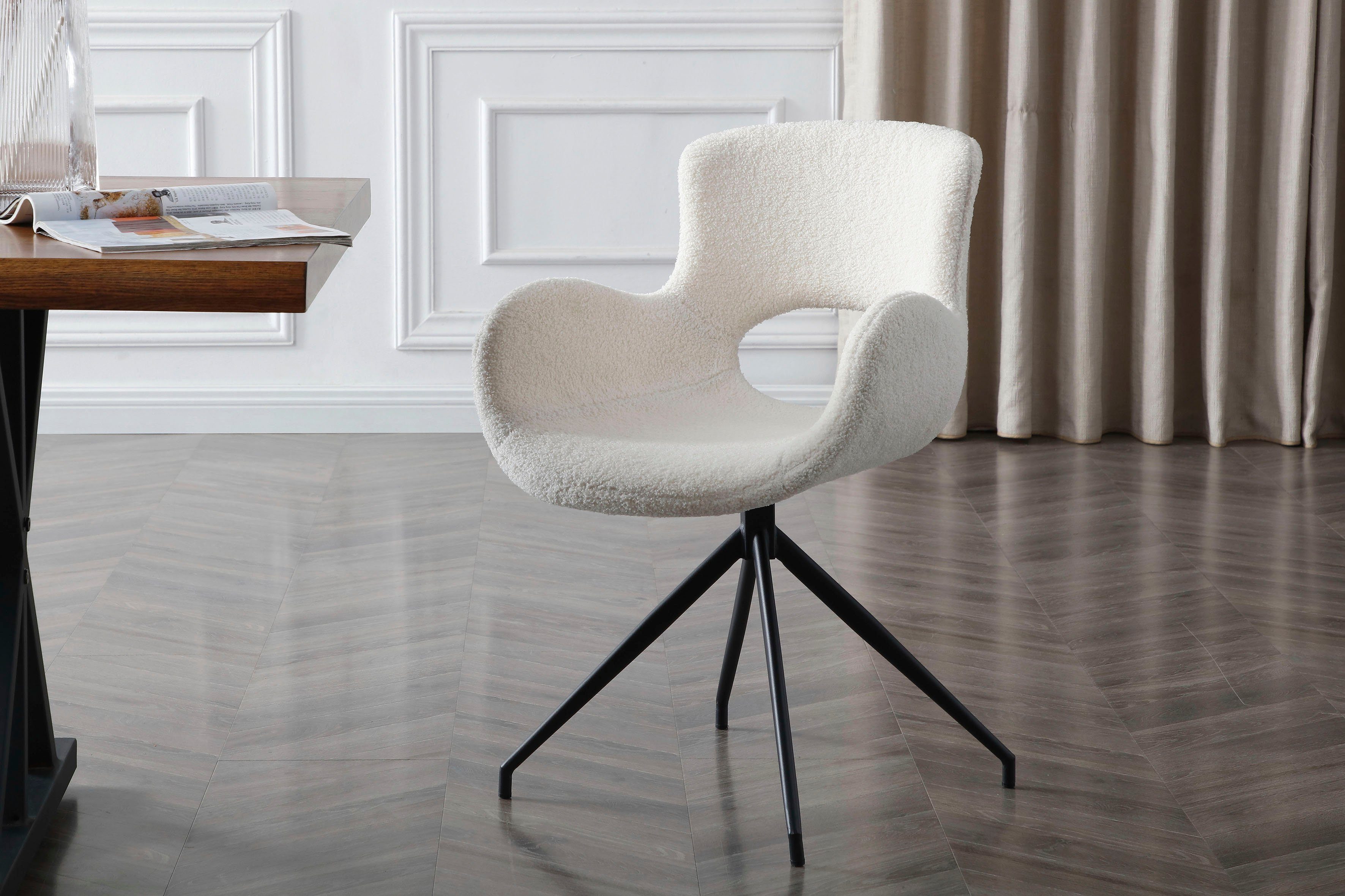 SalesFever Eetkamerstoel 180° draaiplaat onder de zitting, met rug cut-out