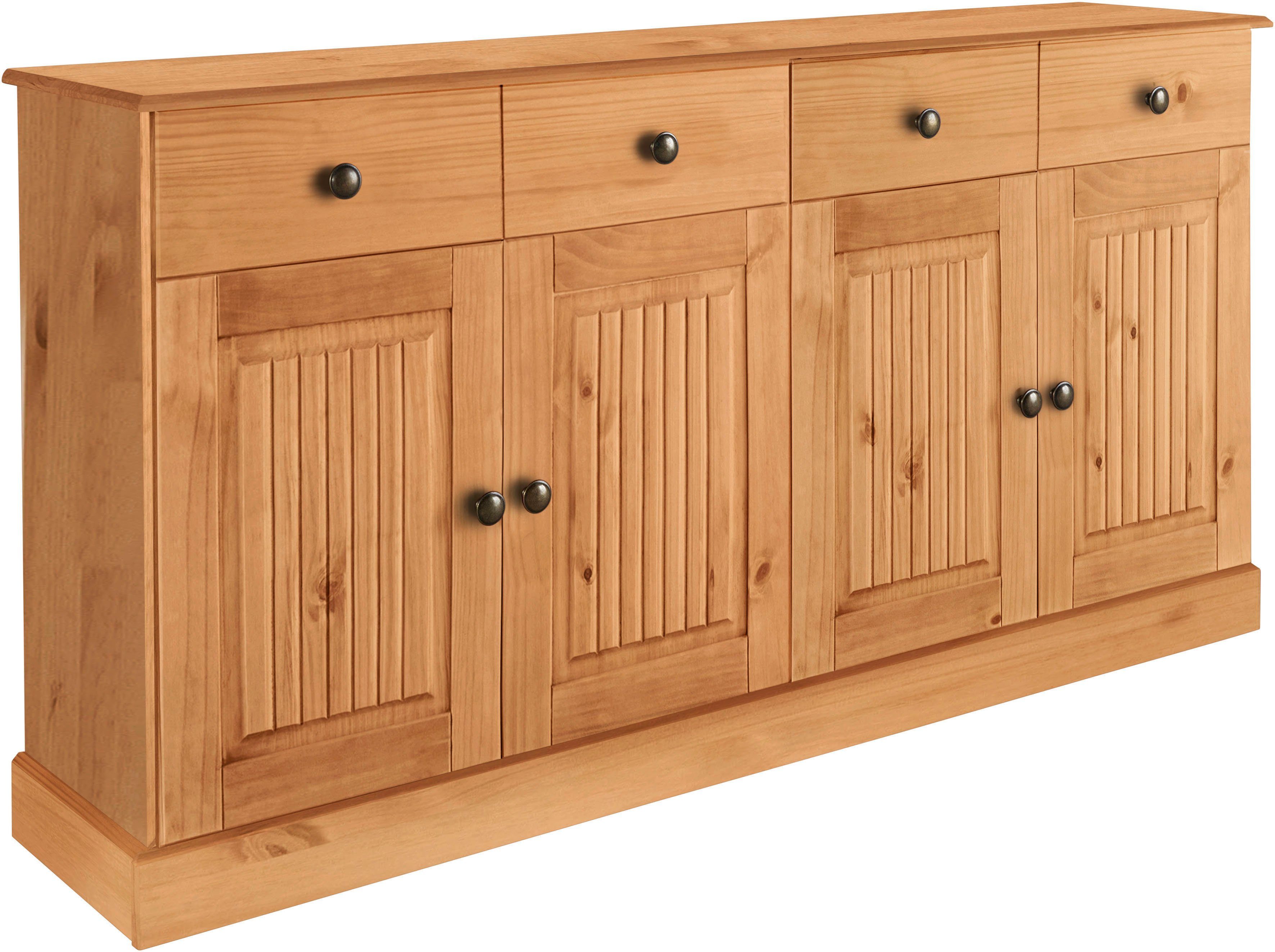 Home affaire Dressoir Liotta met 2 laden en 2 verstelbare planken, massief grenen