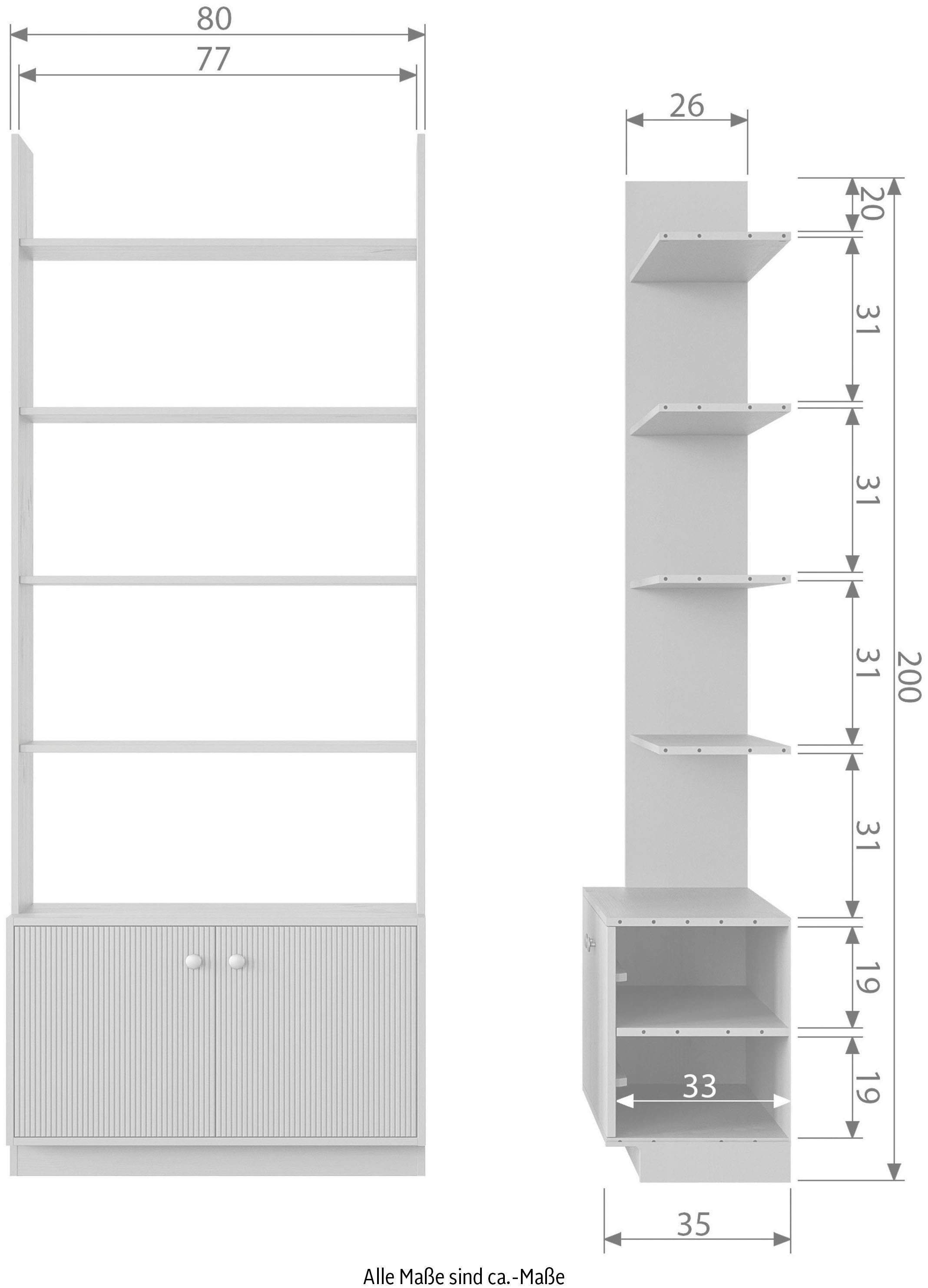 WOOOD Multifunctionele kast Madu van dennenhout en metaal, breedte 80 cm