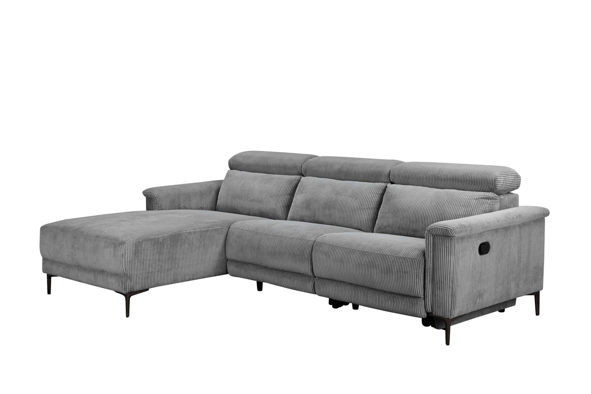 Places of Style Hoekbank Lund in cord, L-vorm, 261 cm, handmatige en elektrische relaxfunctie