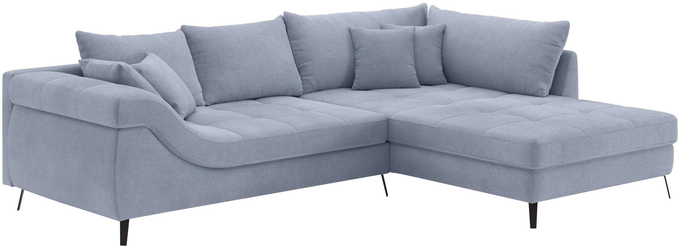 Mr. Couch Hoekbank Portofino, L-vorm Met koudschuimvering tot 140 kg belastbaar blauw, hoekbanken, Recamiere rechts