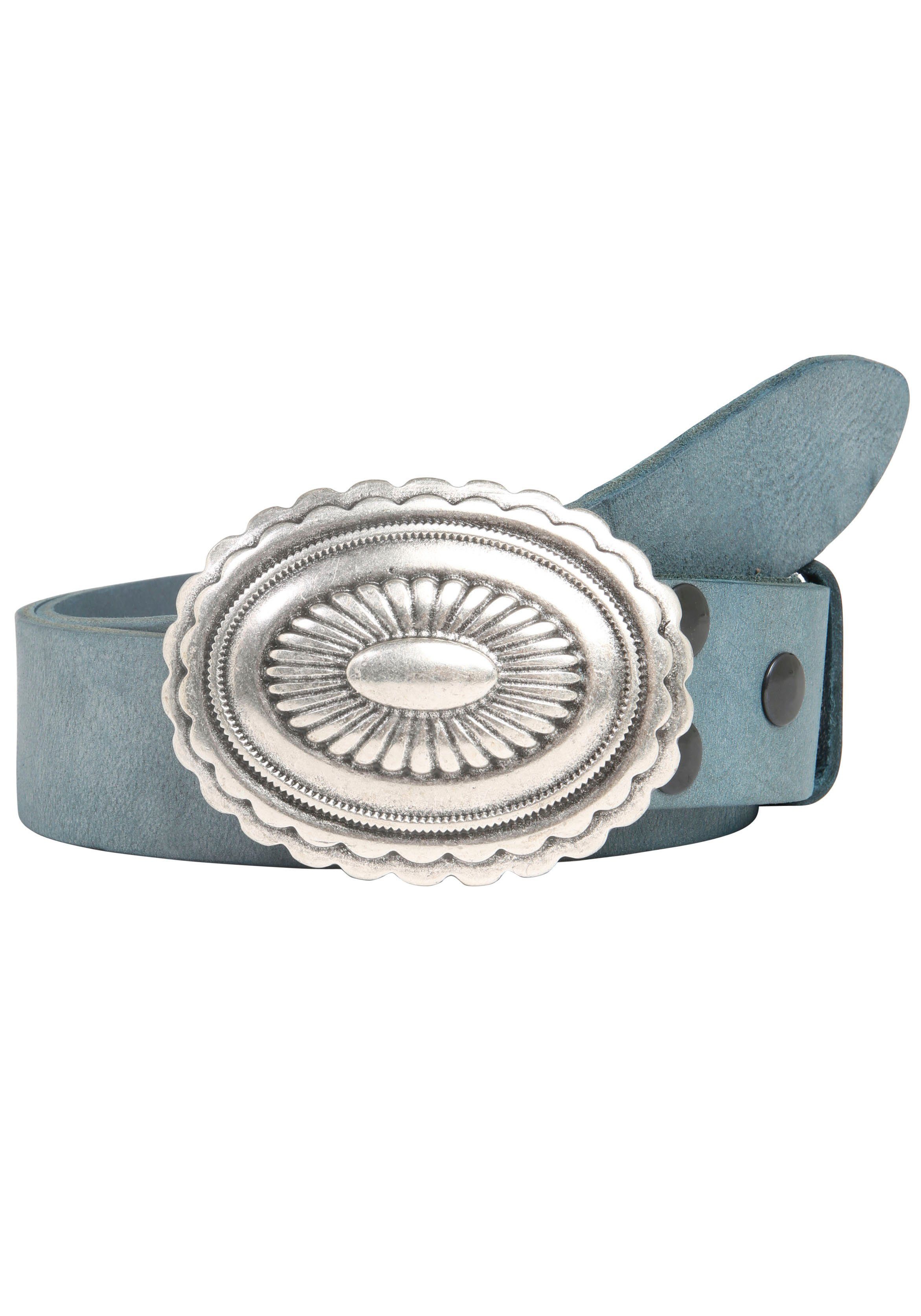 RETTUNGSRING by showroom 019° Leren riem met verwisselbare sluiting "mandala zilverkleur"