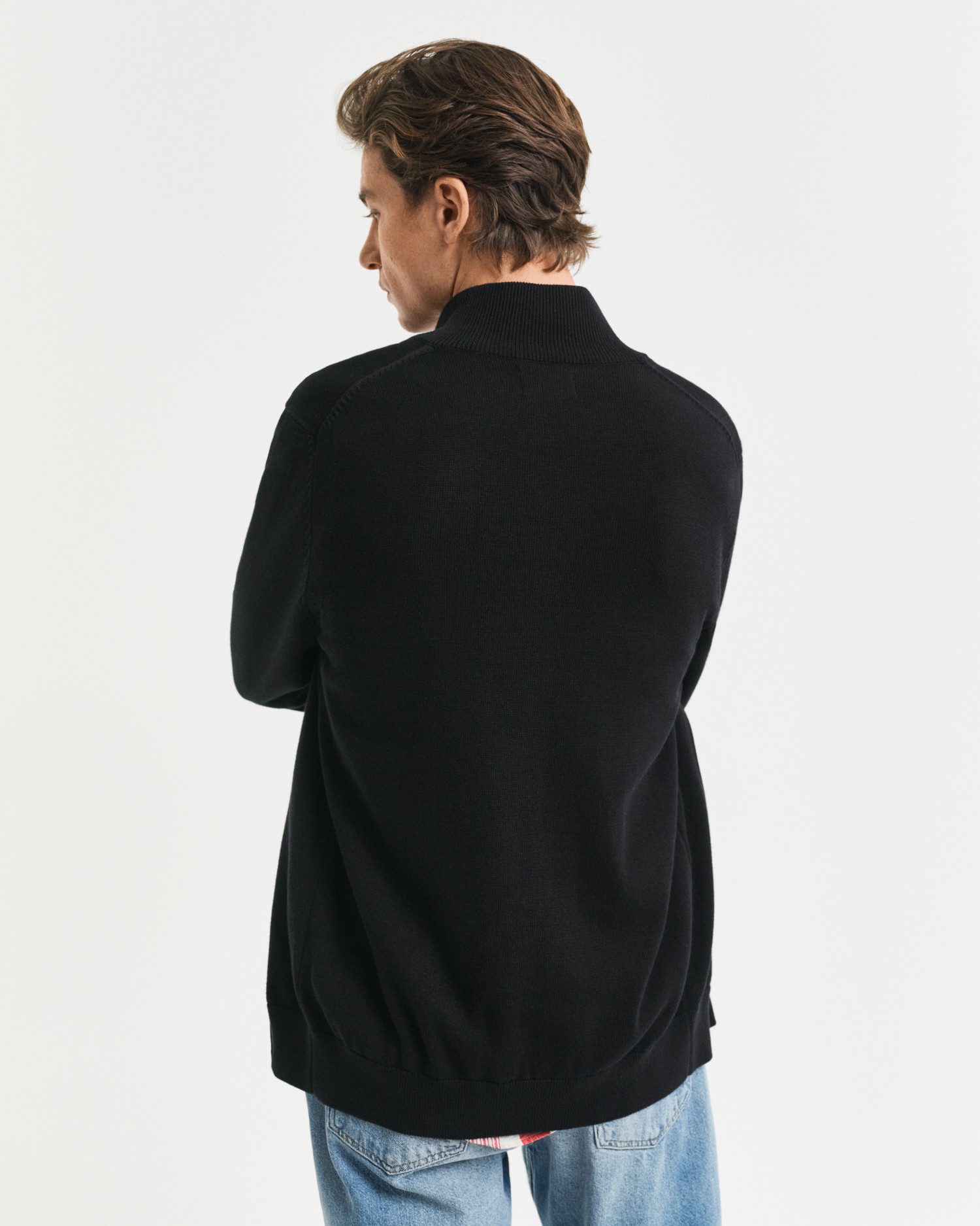 Gant Cardigan CASUAL COTTON ZIP CARDIGAN Met ribbels aan opstaande kraag, mouwen en zoom
