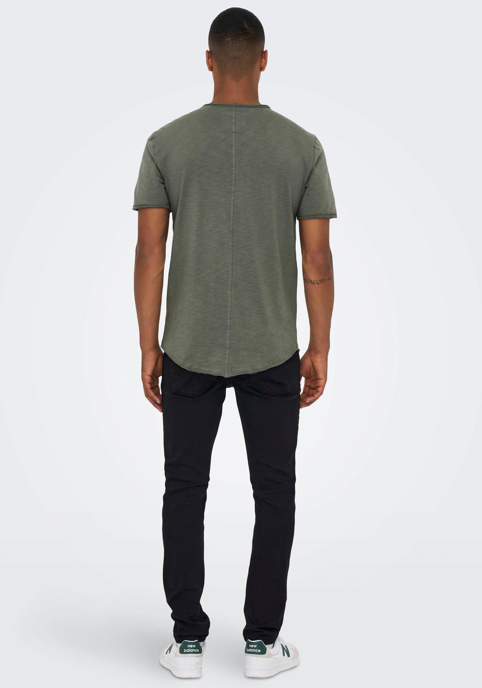 ONLY & SONS Shirt met ronde hals ONSBENNE LONGY SS TEE NF 7822 NOOS
