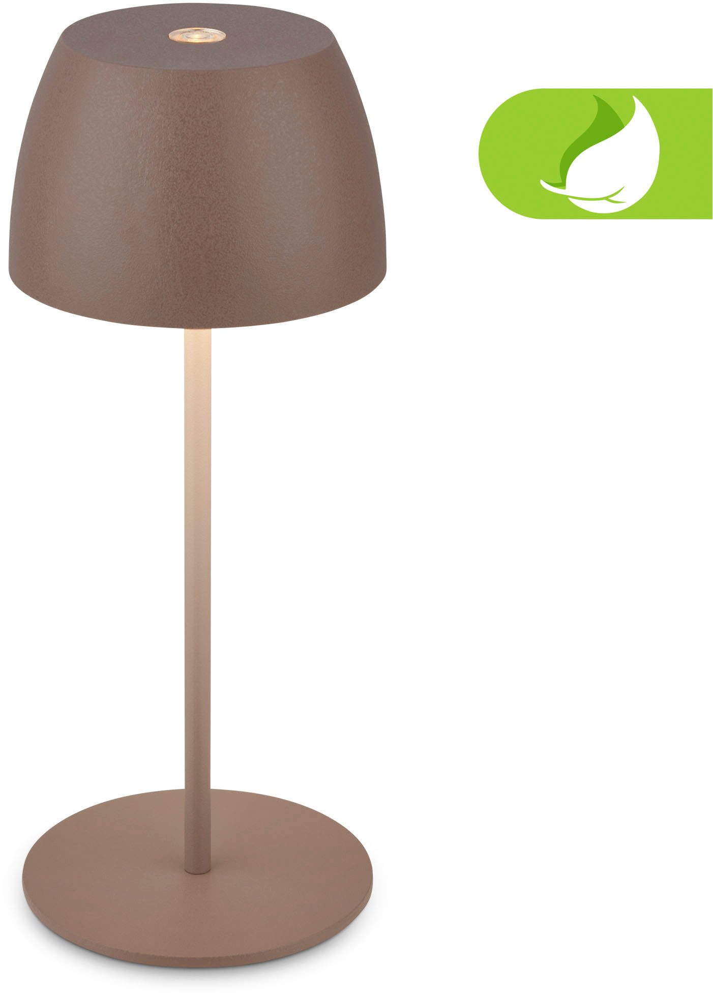 Briloner Leuchten Led-tafellamp voor buiten Serina Mini Accu tafellamp, draadloos, IP44, woonkamer, slaapkamer, buiten tuinlampen bruin