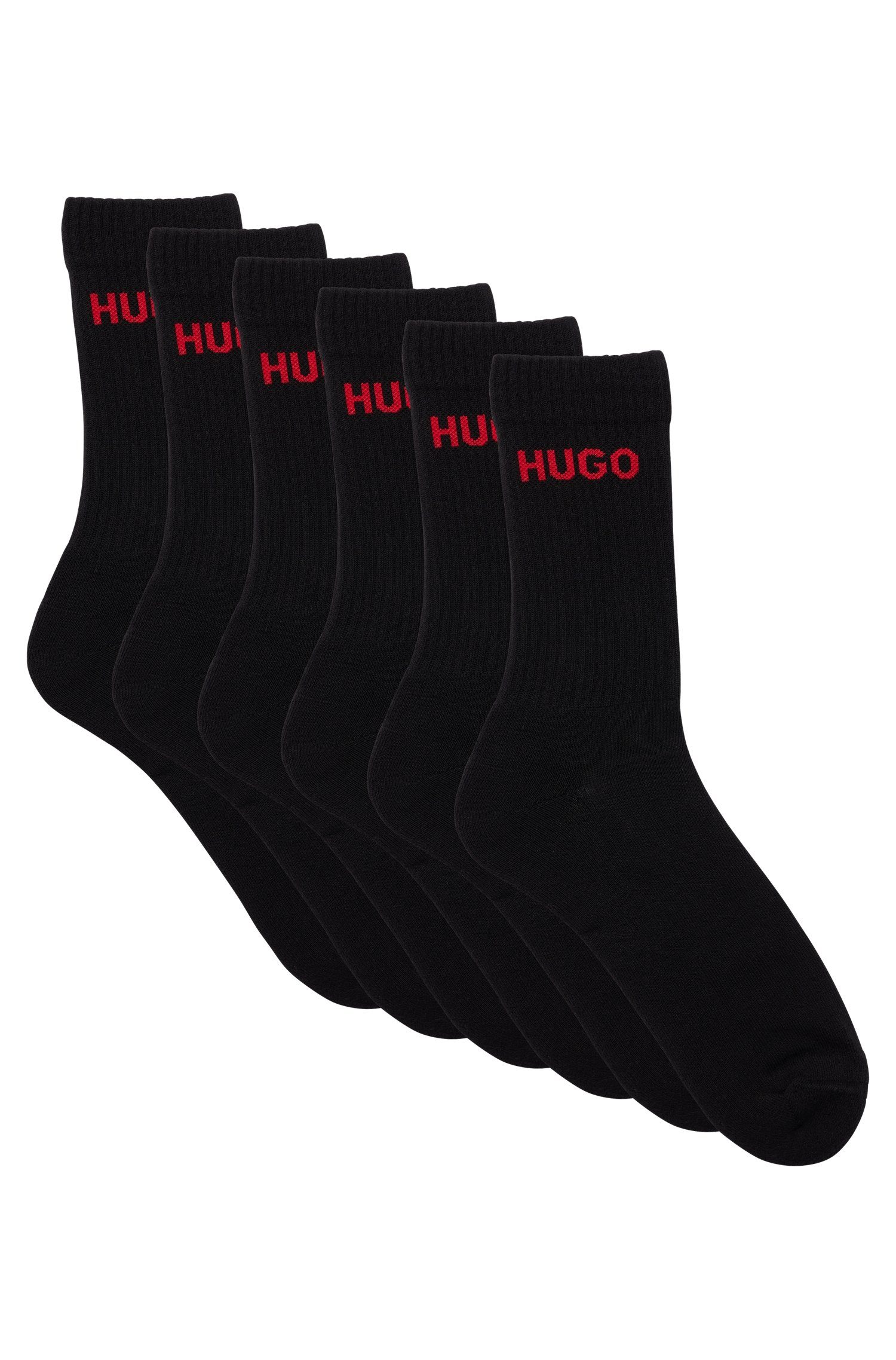HUGO underwear Sokken 6P QS RIB LOGO CC met gebreid hugo logo (6 paar, Set van 6) heren sokken maat 43 zwart