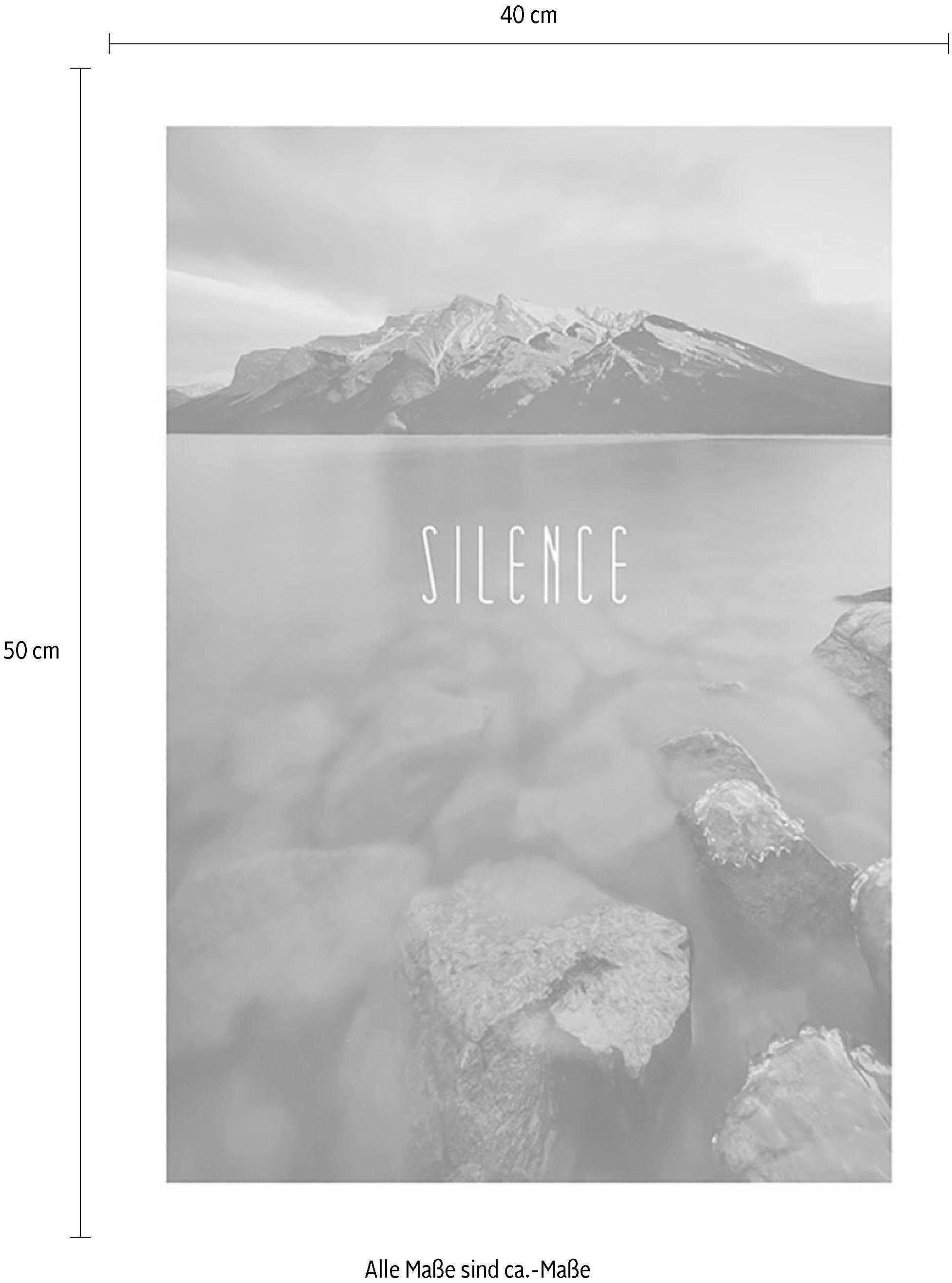 Komar Wanddecoratie Word Lake Silence zandkleur Wanddecoratie - zonder lijst (1 stuk)