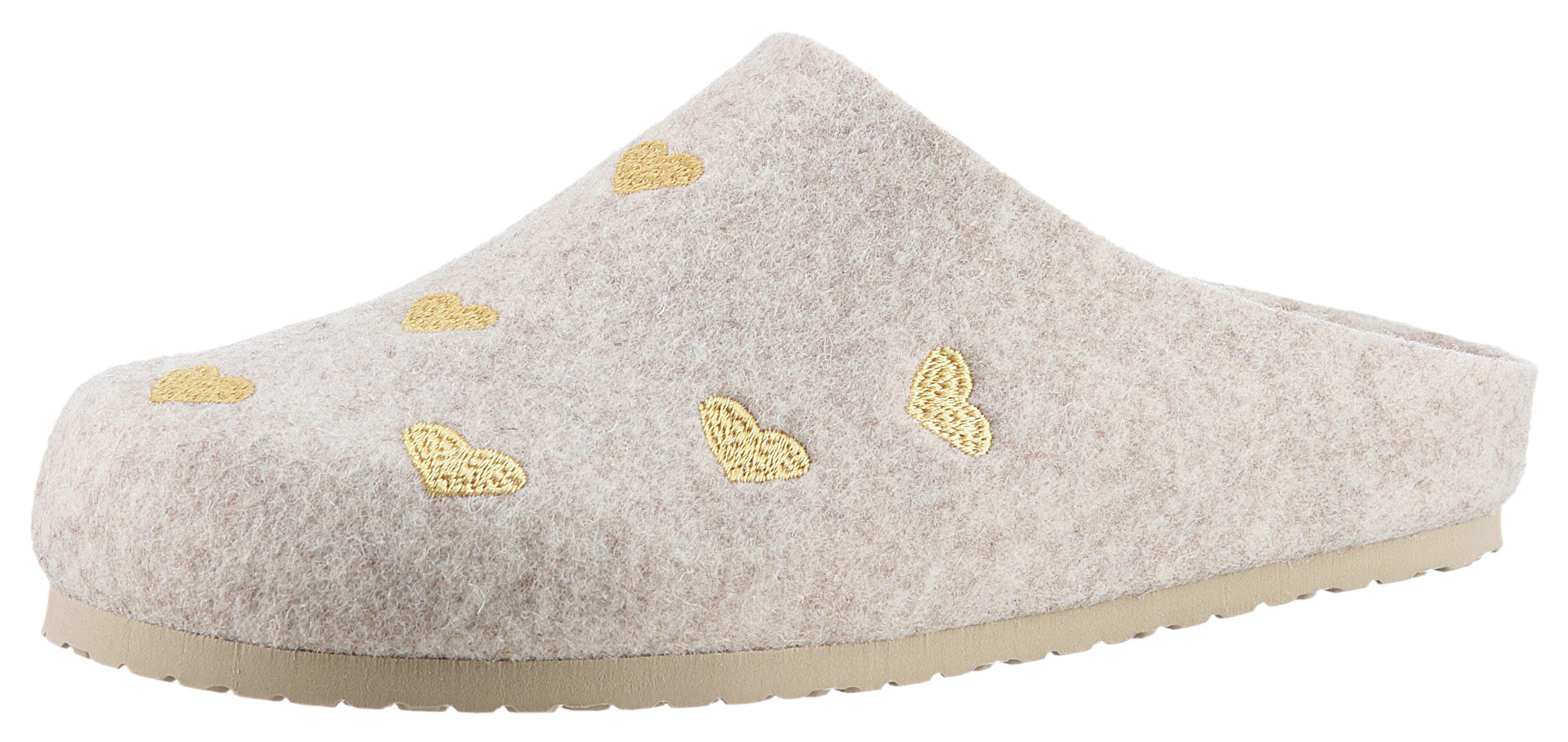 BIO Life Clogs Panal pantoffel, homeslipper met hartjes-borduring dames clogs maat 38 beige