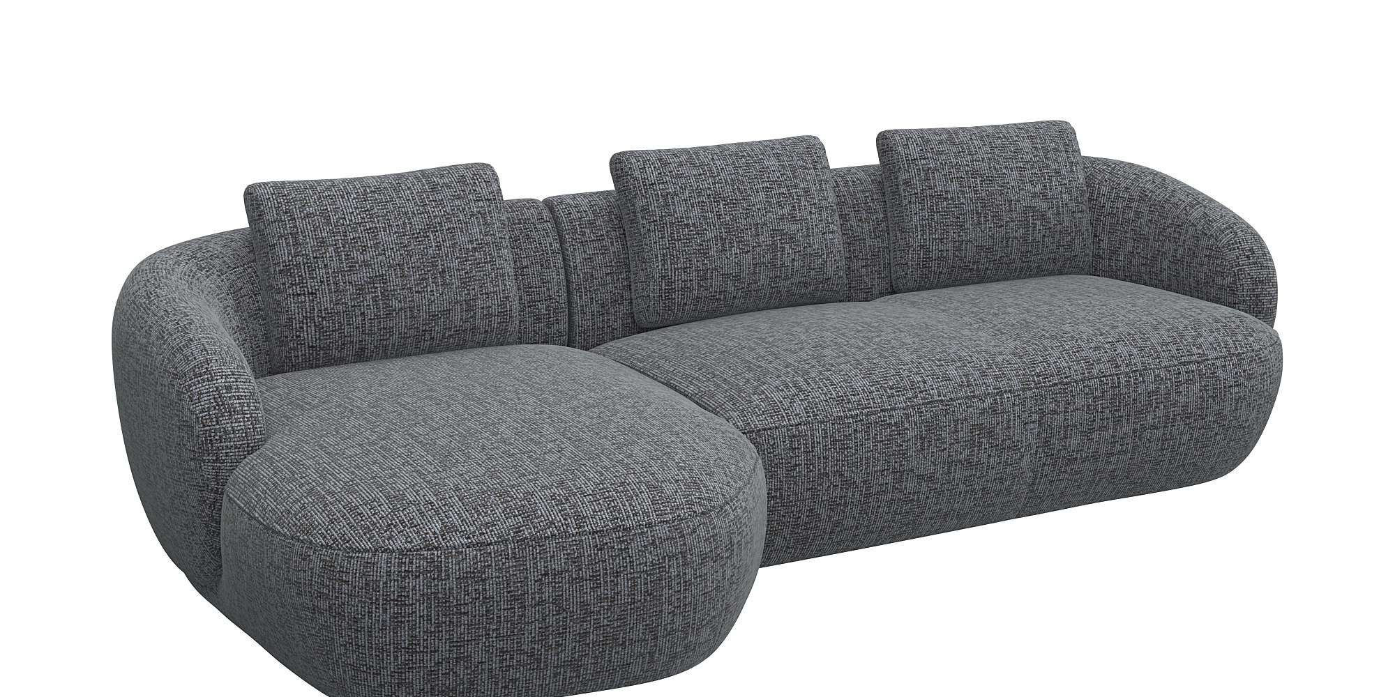 FLEXLUX Zithoek Torino, rond, L-vorm, bankhoek met recamière, longchair-sofa