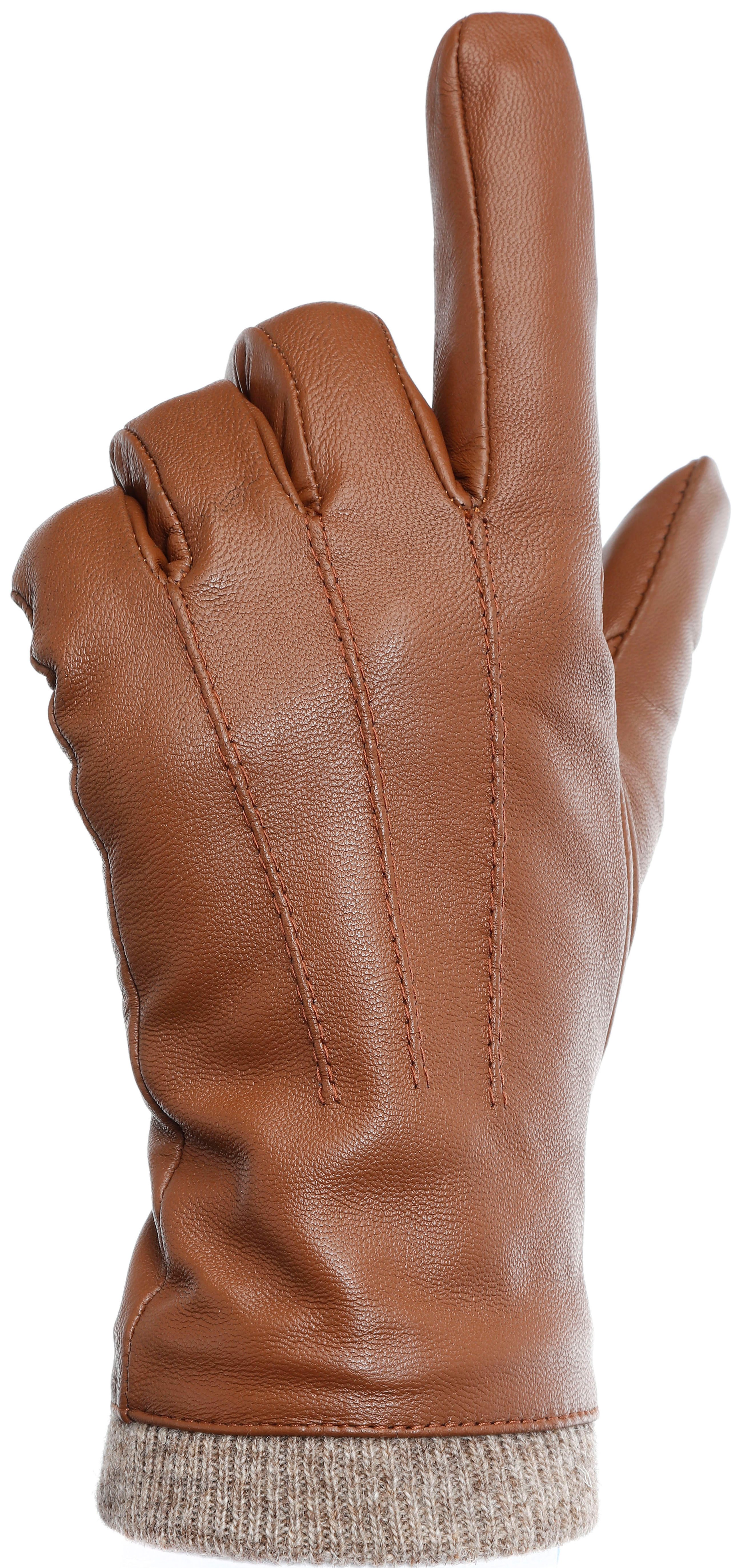 PEARLWOOD Leren handschoenen Daisy Touchscreen-geschikt - bedienbaar met 10 vingers, decoratieve naden