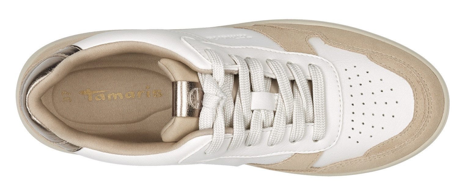 Tamaris Plateausneakers vrijetijdsschoen, lage schoen, veterschoen met contrastafwerkingen