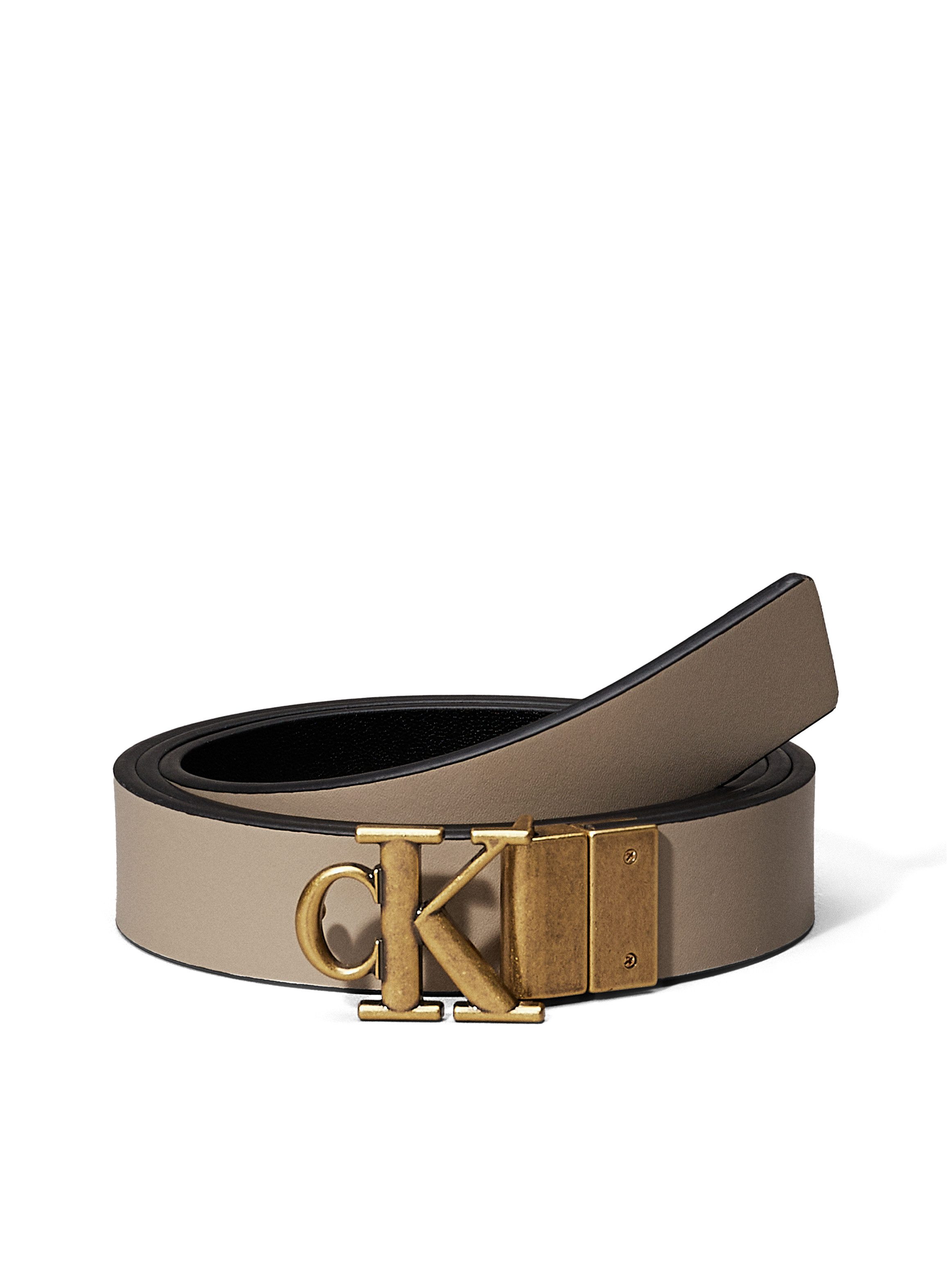 Calvin Klein Leren riem MONOGRAM PLACQUE BUCKLE 25MM REV