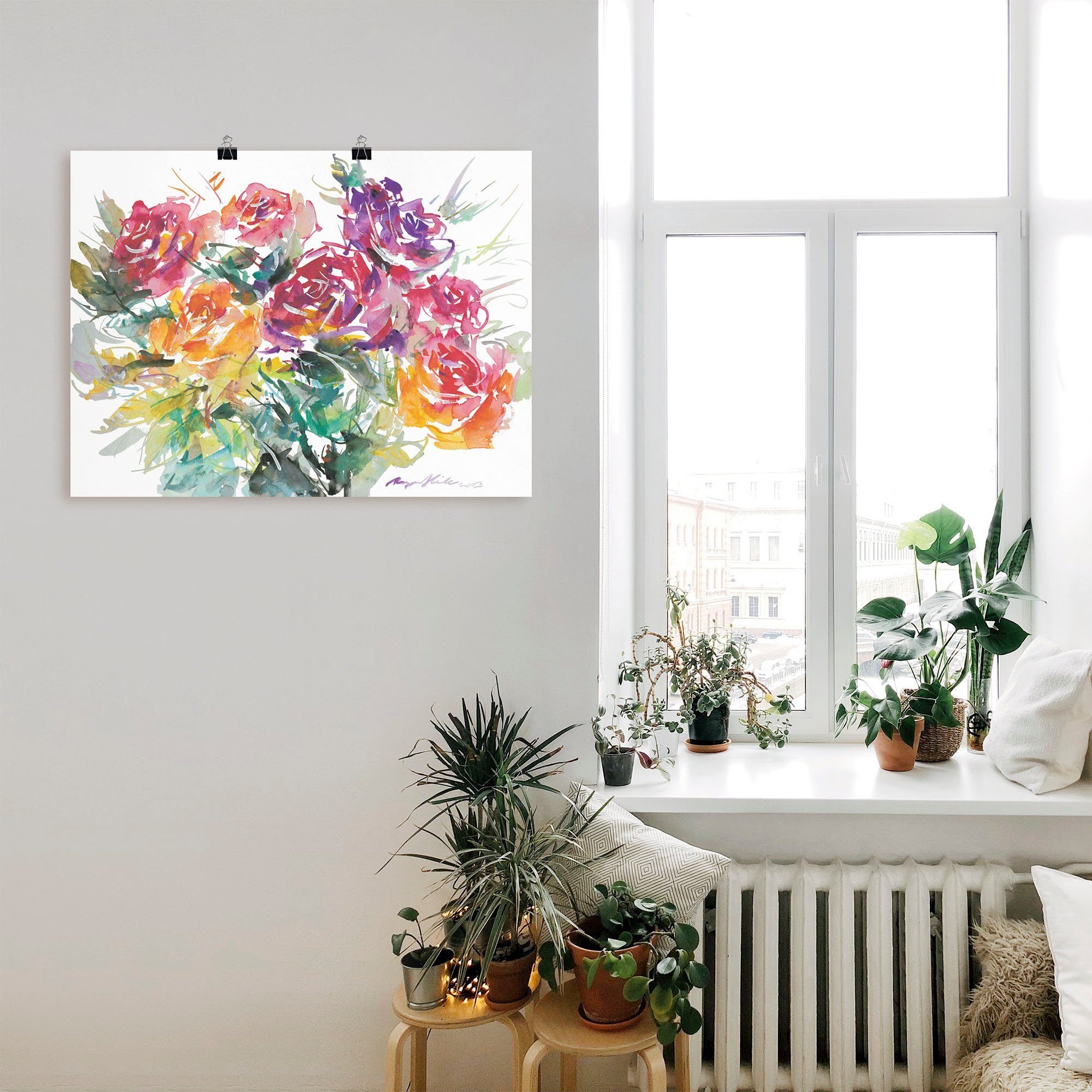 Artland Artprint Bos rozen als artprint op linnen, poster in verschillende formaten maten