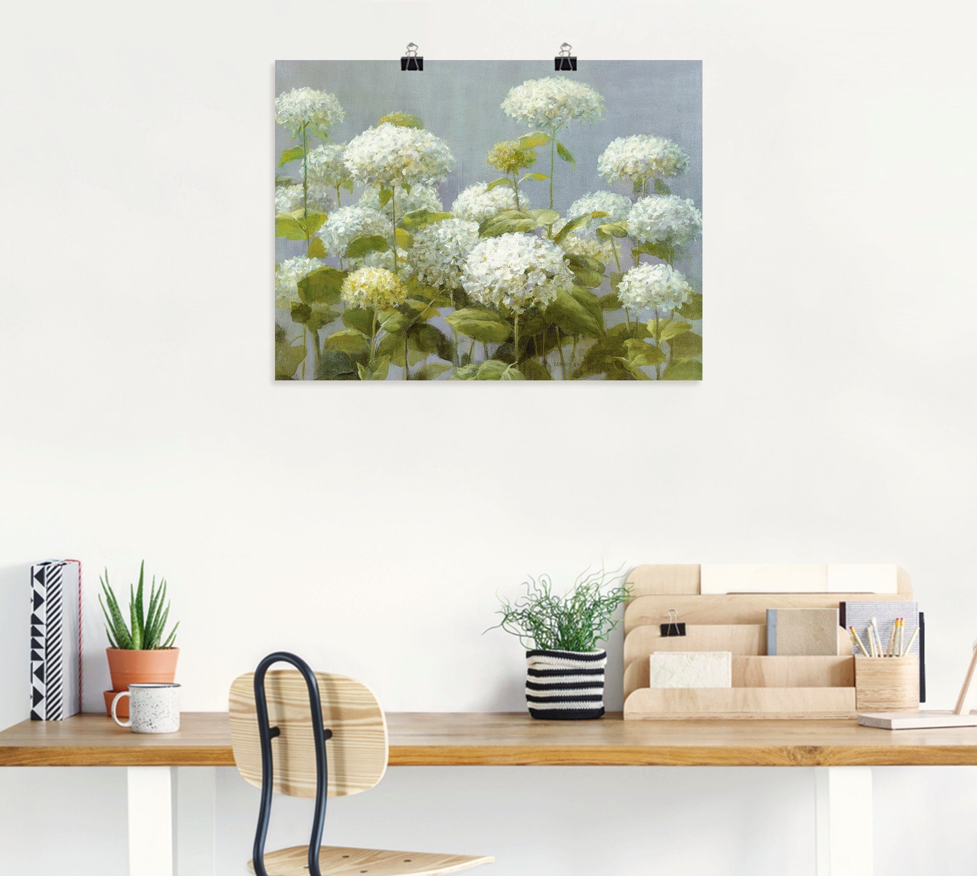 Artland Artprint Witte hortensia's tuin als artprint op linnen, poster, muursticker in verschillende maten