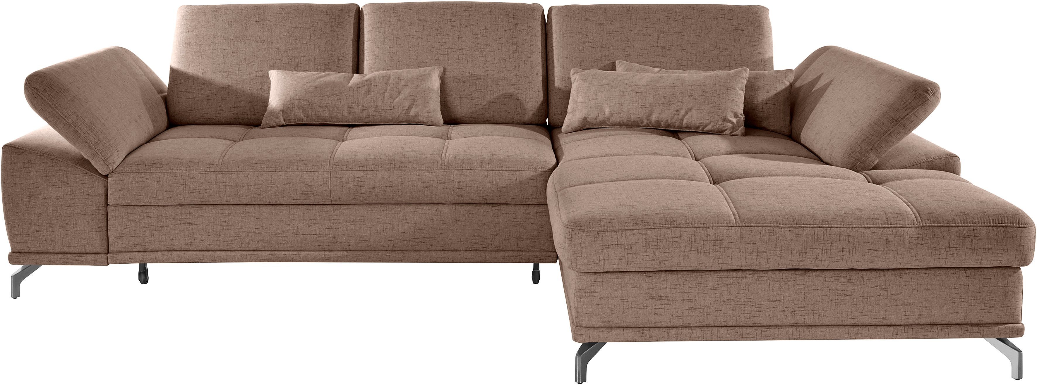 Places of Style Hoekbank Costello L-vorm, met zitdiepteverstelling, armleuningverstelling en