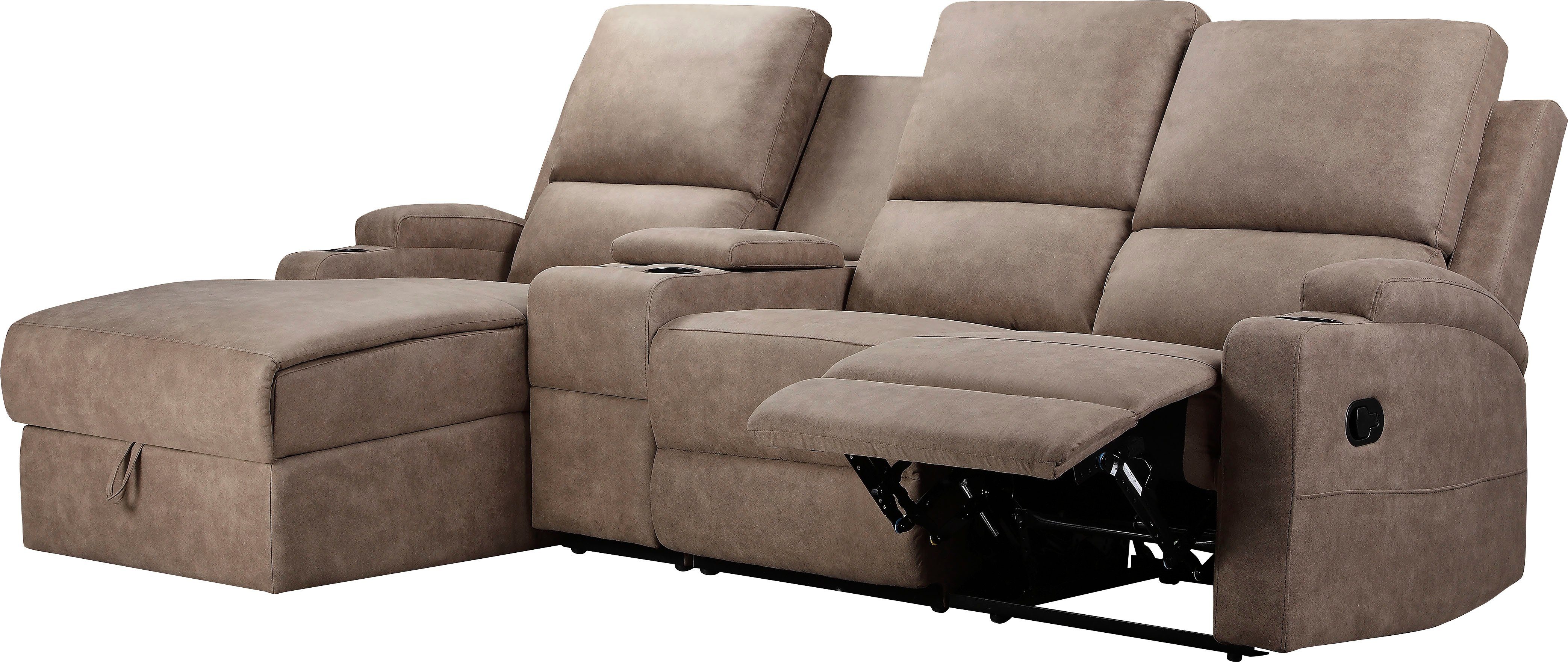 Home affaire Hoekbank NAPORI multimediabank, 3-zits bioscoopstoel XXL, L-vorm, 3 bekledingsstoffen
