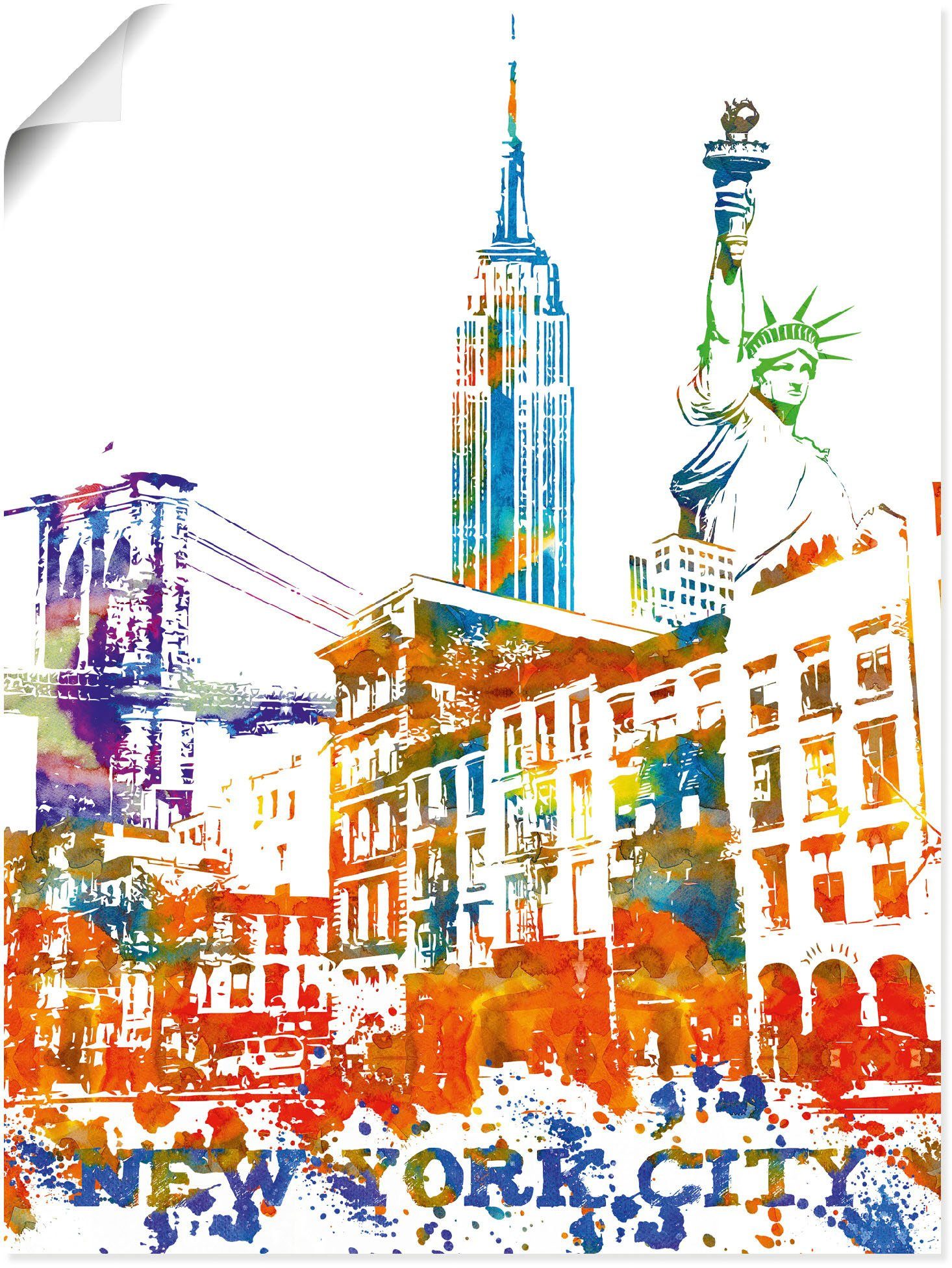 Artland Artprint New York City grafisch als artprint van aluminium, artprint op linnen, muursticker of poster in verschillende maten foto