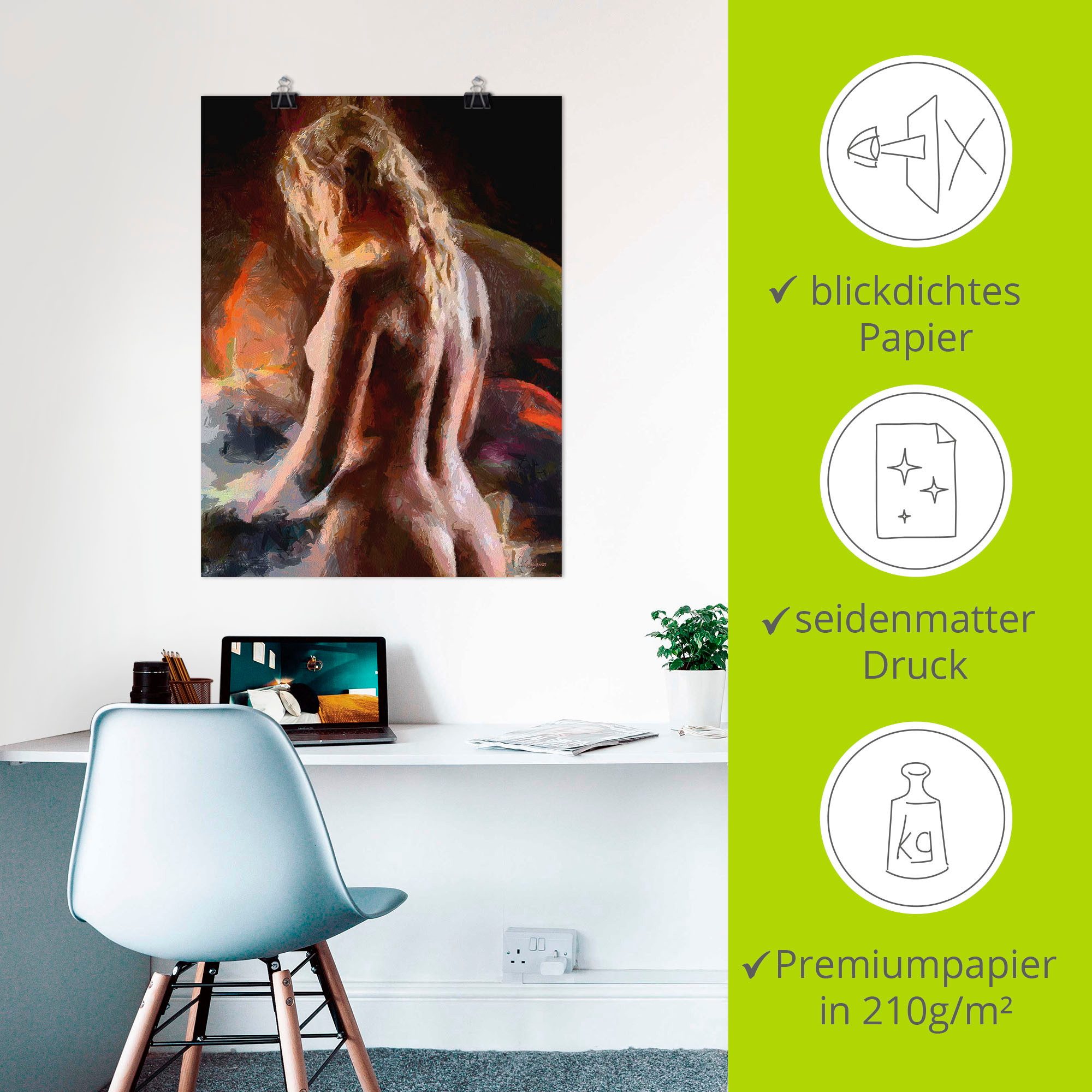 Artland Poster Naakt van achteren als artprint van aluminium, artprint op linnen, muursticker of poster in verschillende maten