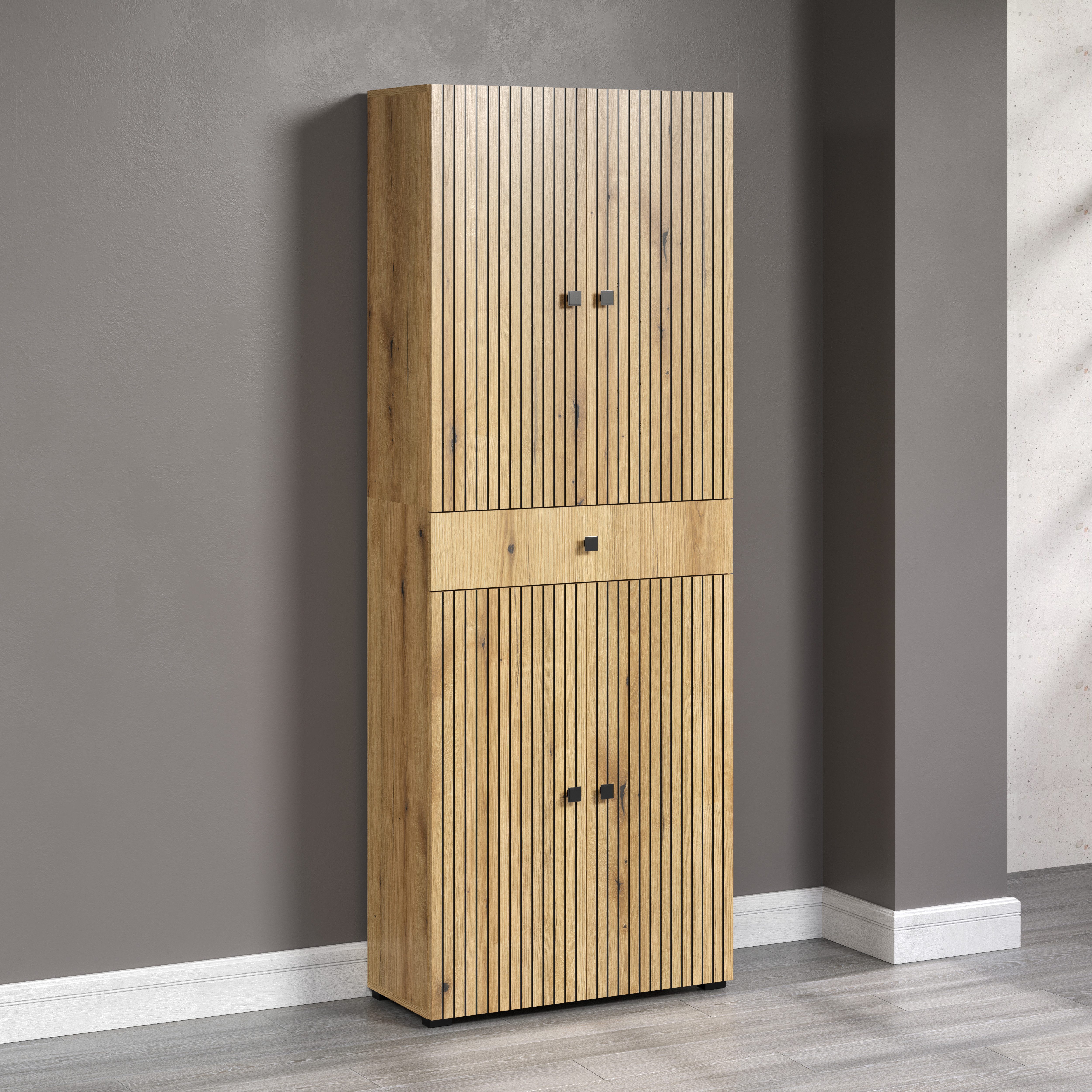welltime Hoge kast Amrum Breedte 40 cm, ruime hoge kast eik ribbellook badkamerkast (1 stuk)