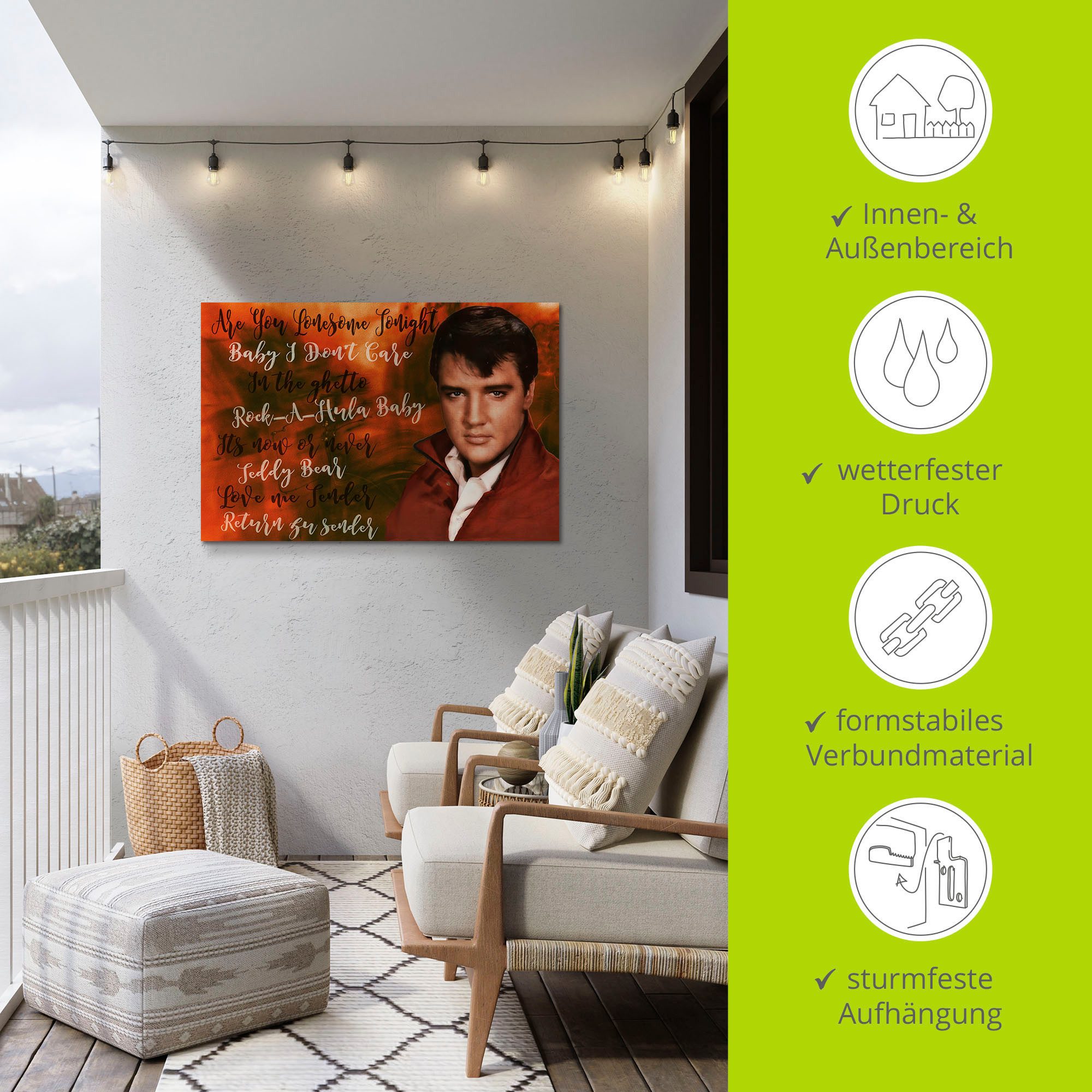 Artland Artprint Elvis ster als artprint van aluminium, artprint voor buiten, poster in diverse formaten