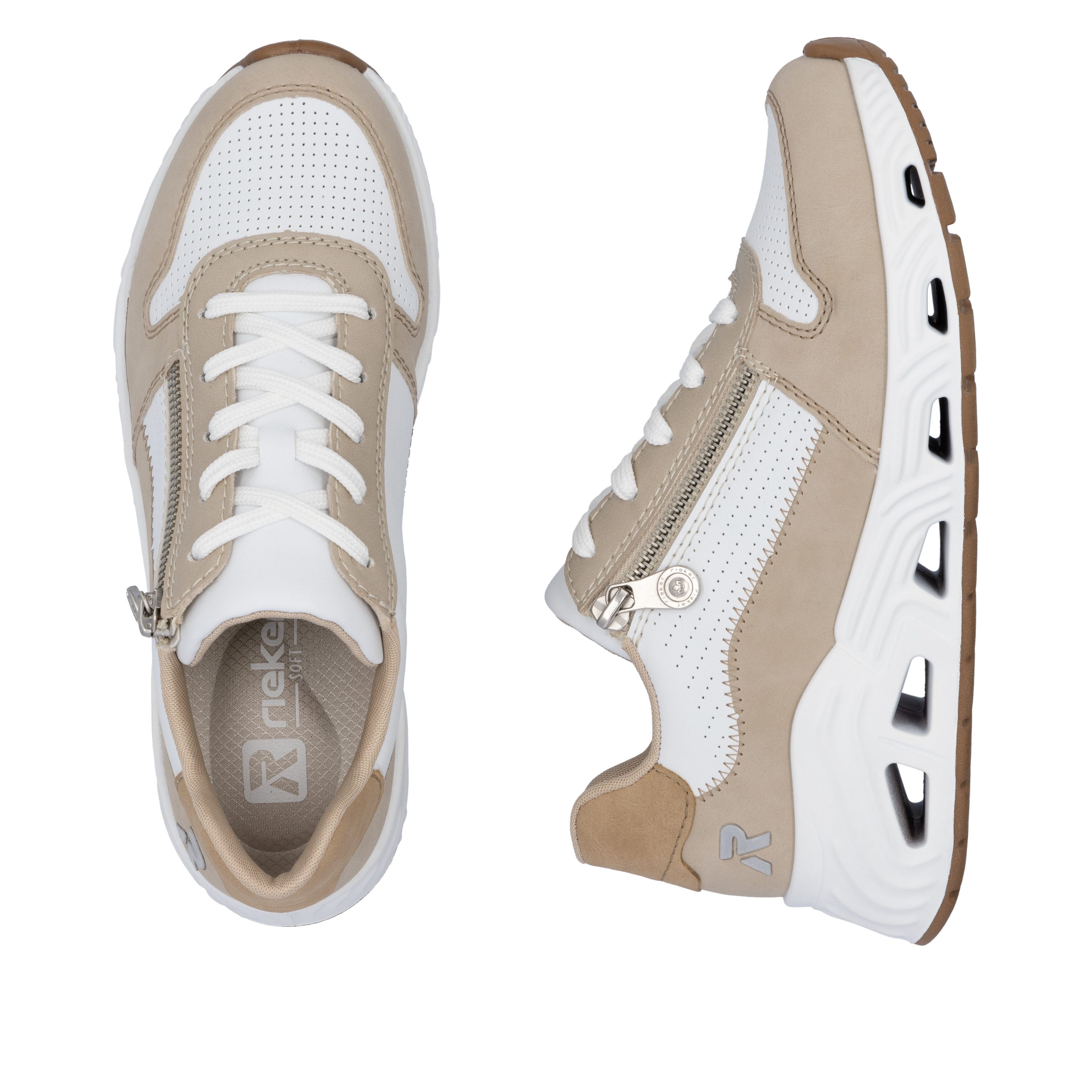 RIEKER Sport Sneakers met sleehak , veterschoenen, lage schoen, vrijetijdssneaker met rits