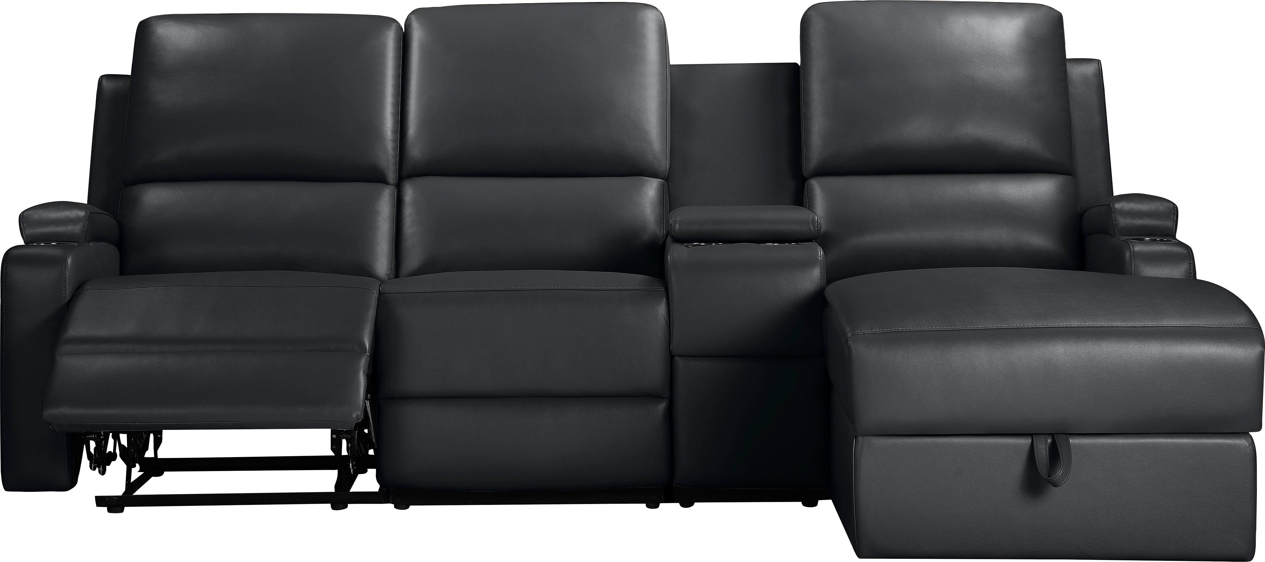 Home affaire Hoekbank Napori multimediabank, 3 bioscoopstoelen XXL, L-model, Bioscoopbank met relaxfunctie, bekerhouder, opbergvak en opbergbox