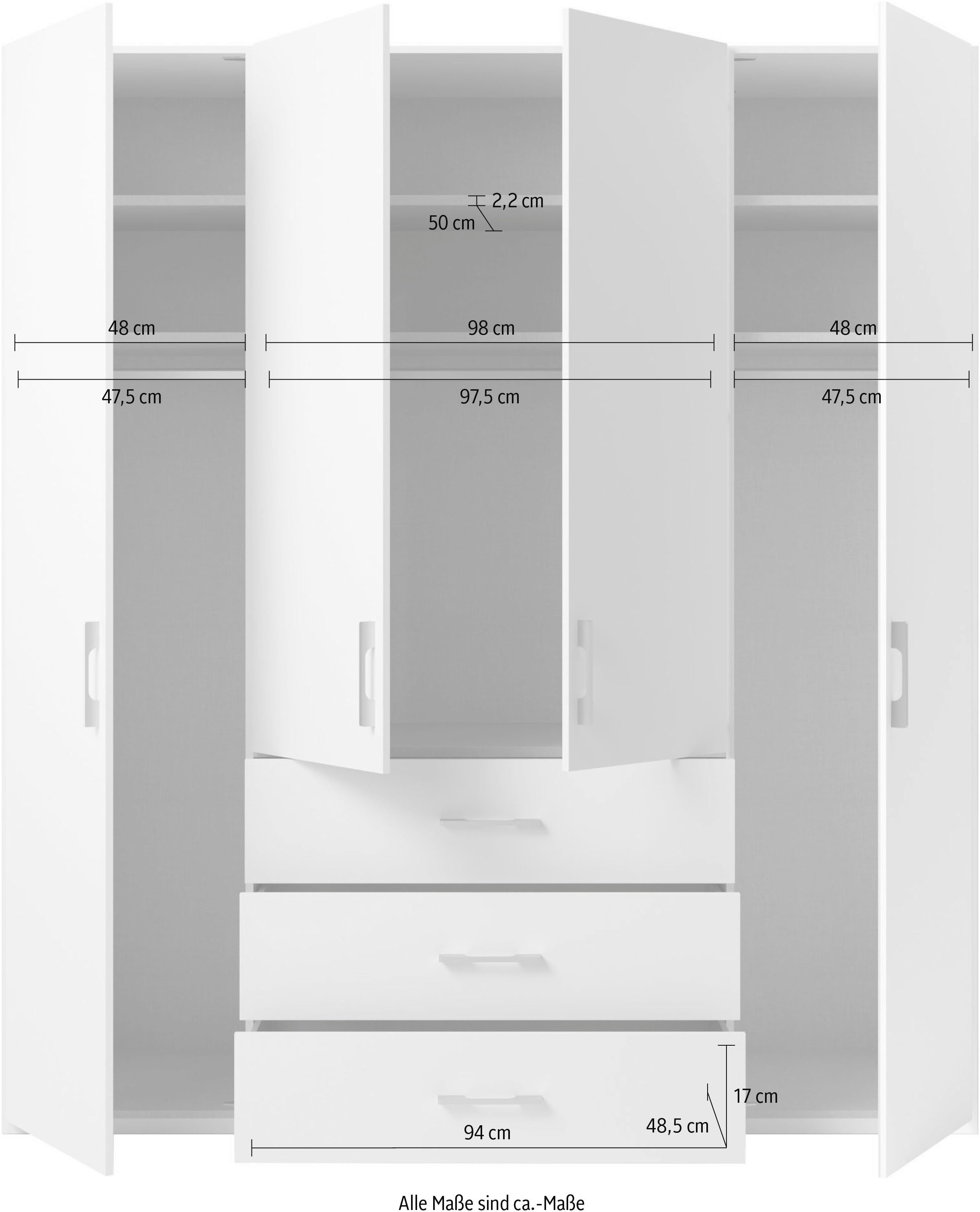 set one by Musterring Draaideurkast Henderson met 3 lades, inclusief legplanken en kledingstangen