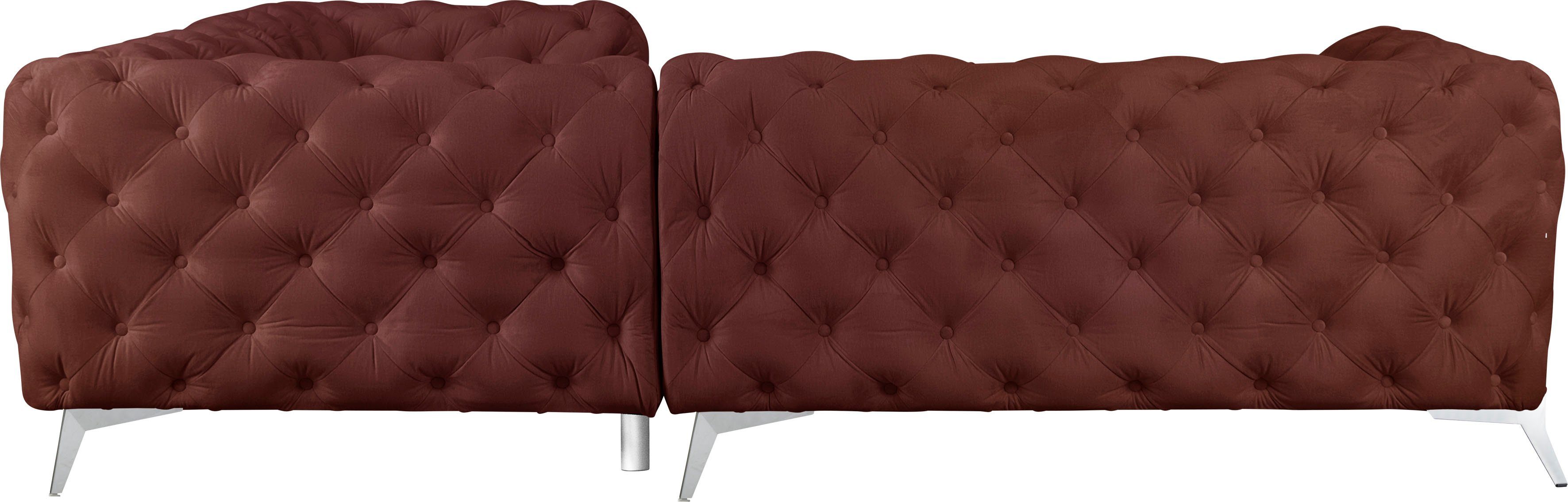 Leonique Chesterfield-bank Amaury L-vorm moderne chersterfield-look, breedte 262 cm, kleur van de poten ter keuze