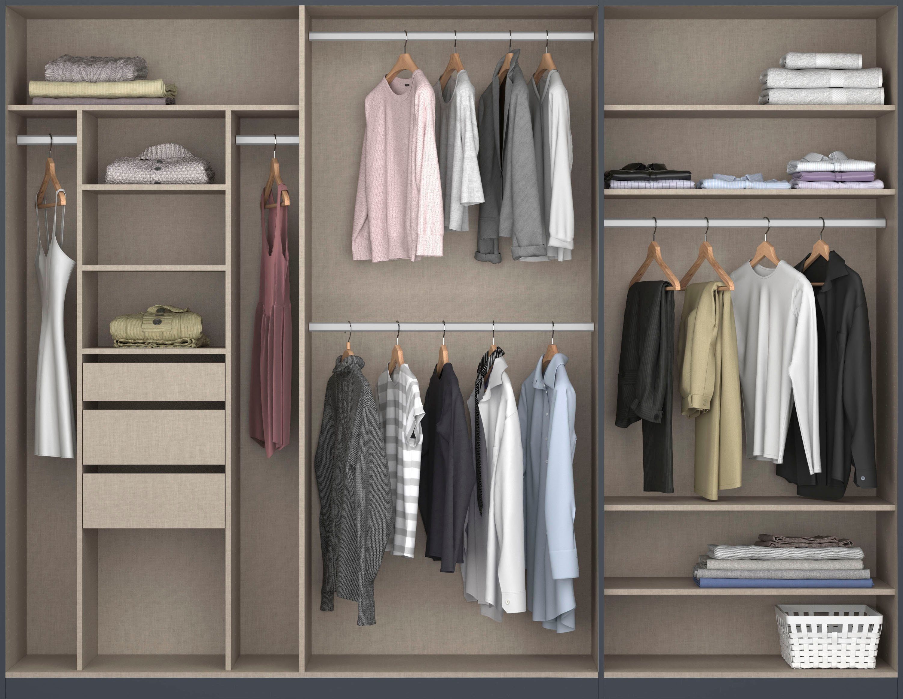 rauch Draaideurkast Kledingkast kast garderobe TOPSELLER OTELI incl. binnenindeling met 3 binnenlades extra planken optioneel met spiegel made in germany