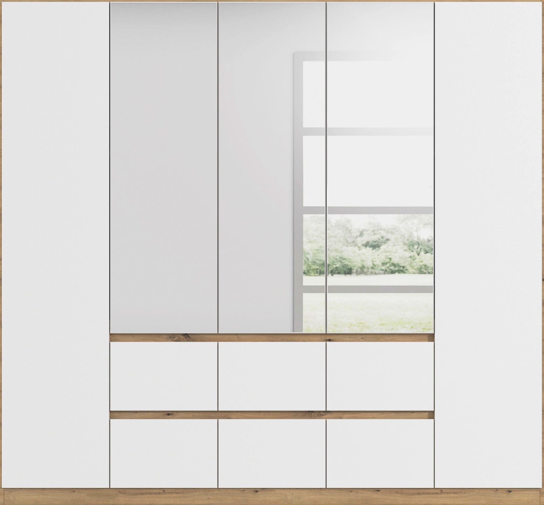 rauch Draaideurkast Kledingkast met spiegel garderobe MAINZ greeploos front met spiegel, buitendeuren met push-to-openfunctie