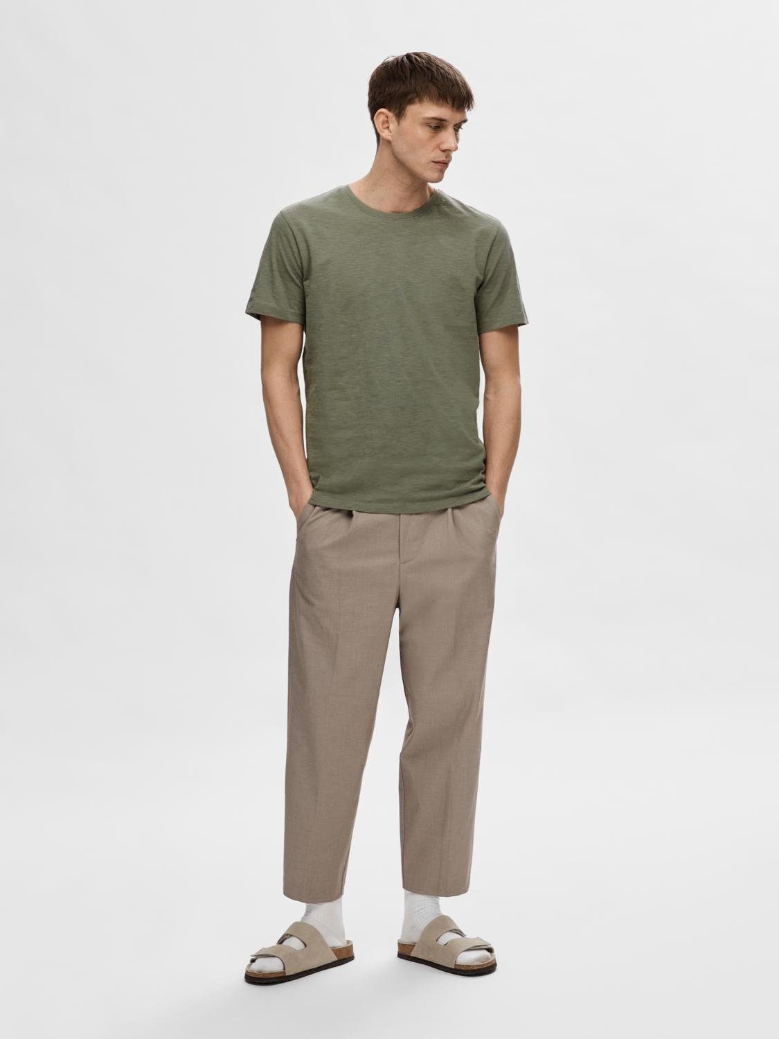 SELECTED HOMME Shirt met korte mouwen SLHASPEN SLUB SS O-NECK