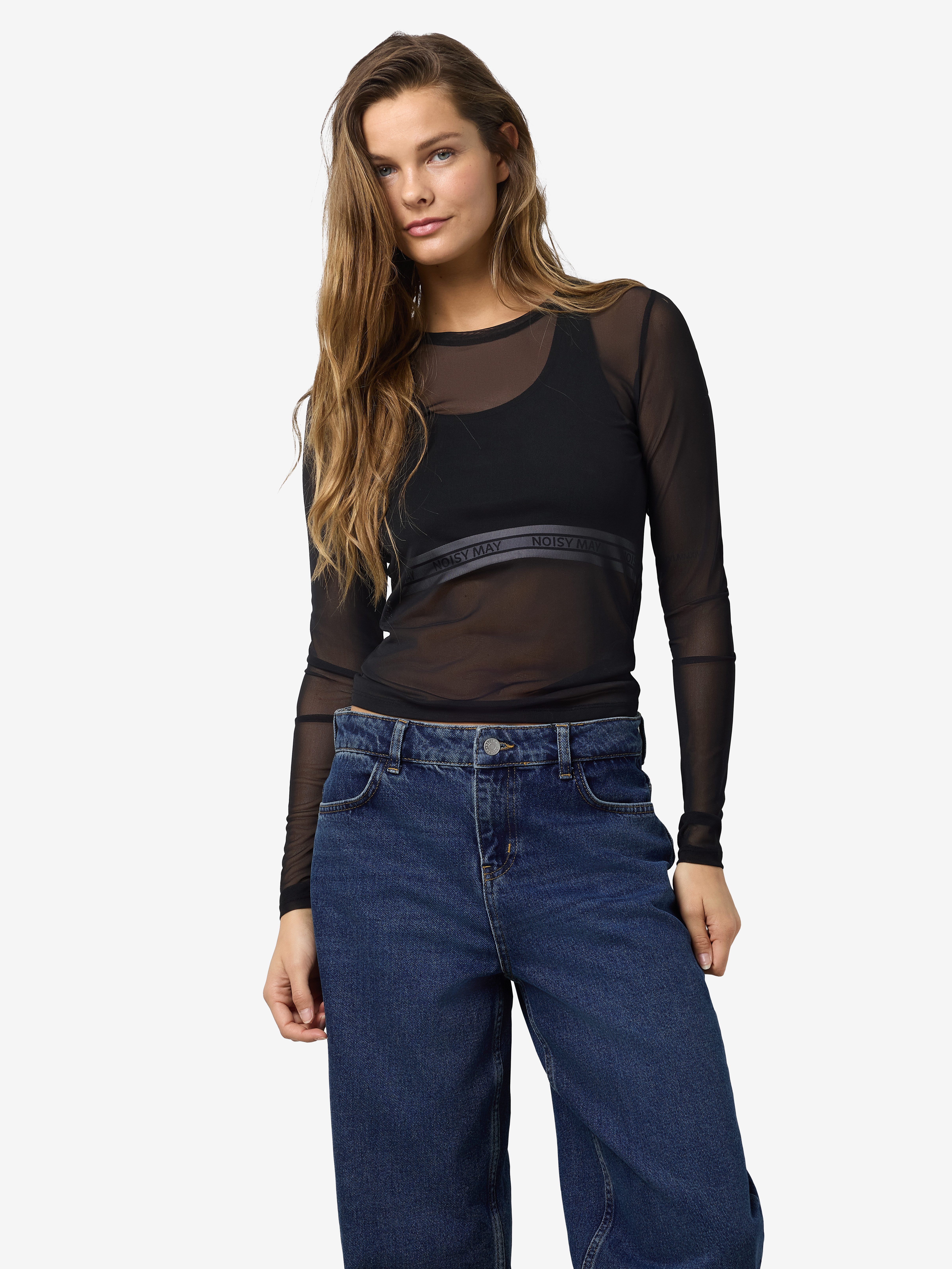 Noisy may Netshirt NMJUDITH L/S MESH TOP BG NOOS
