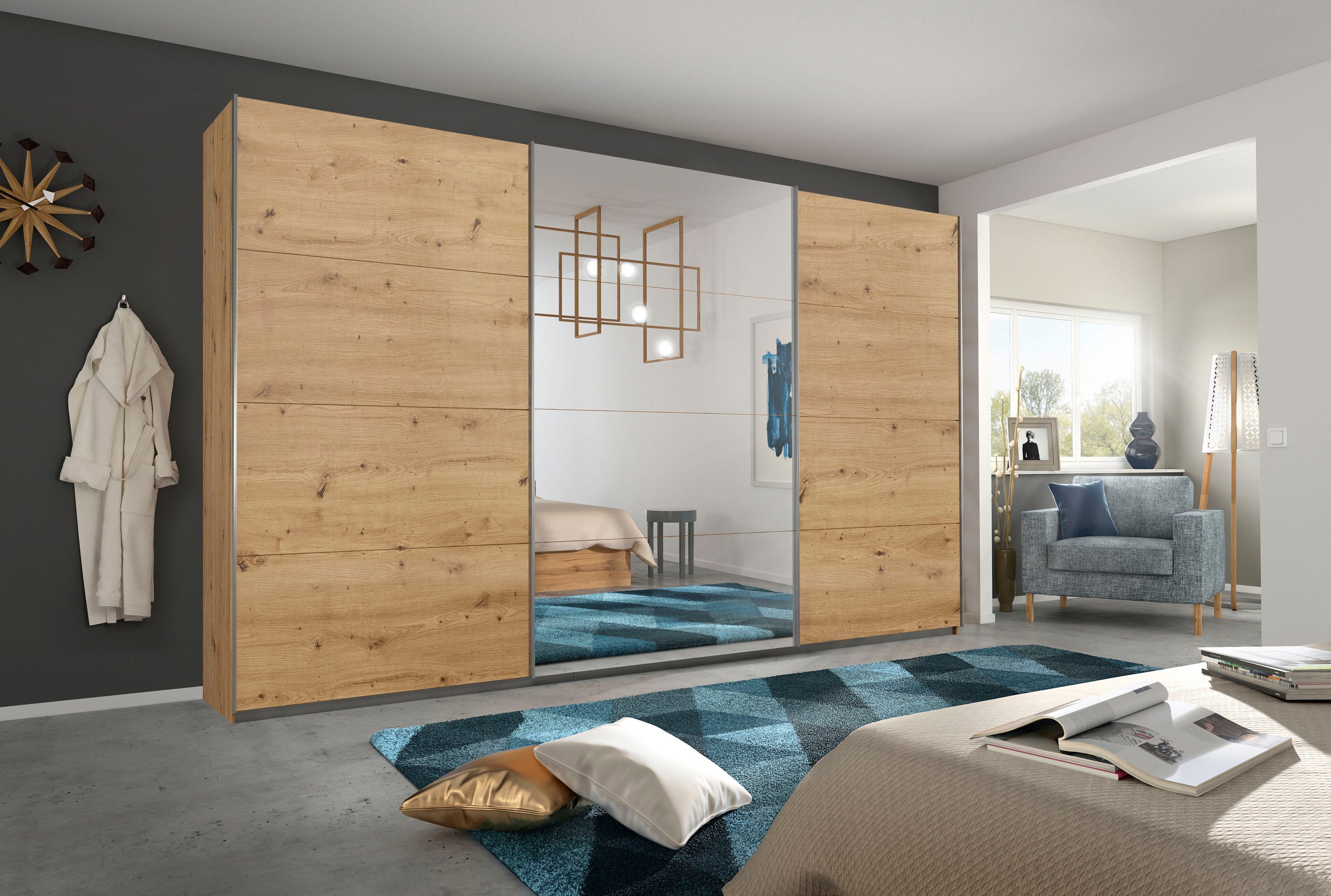 rauch Schuifdeurkast Kledingkast Garderobe CORTONA inclusief interieurindeling,