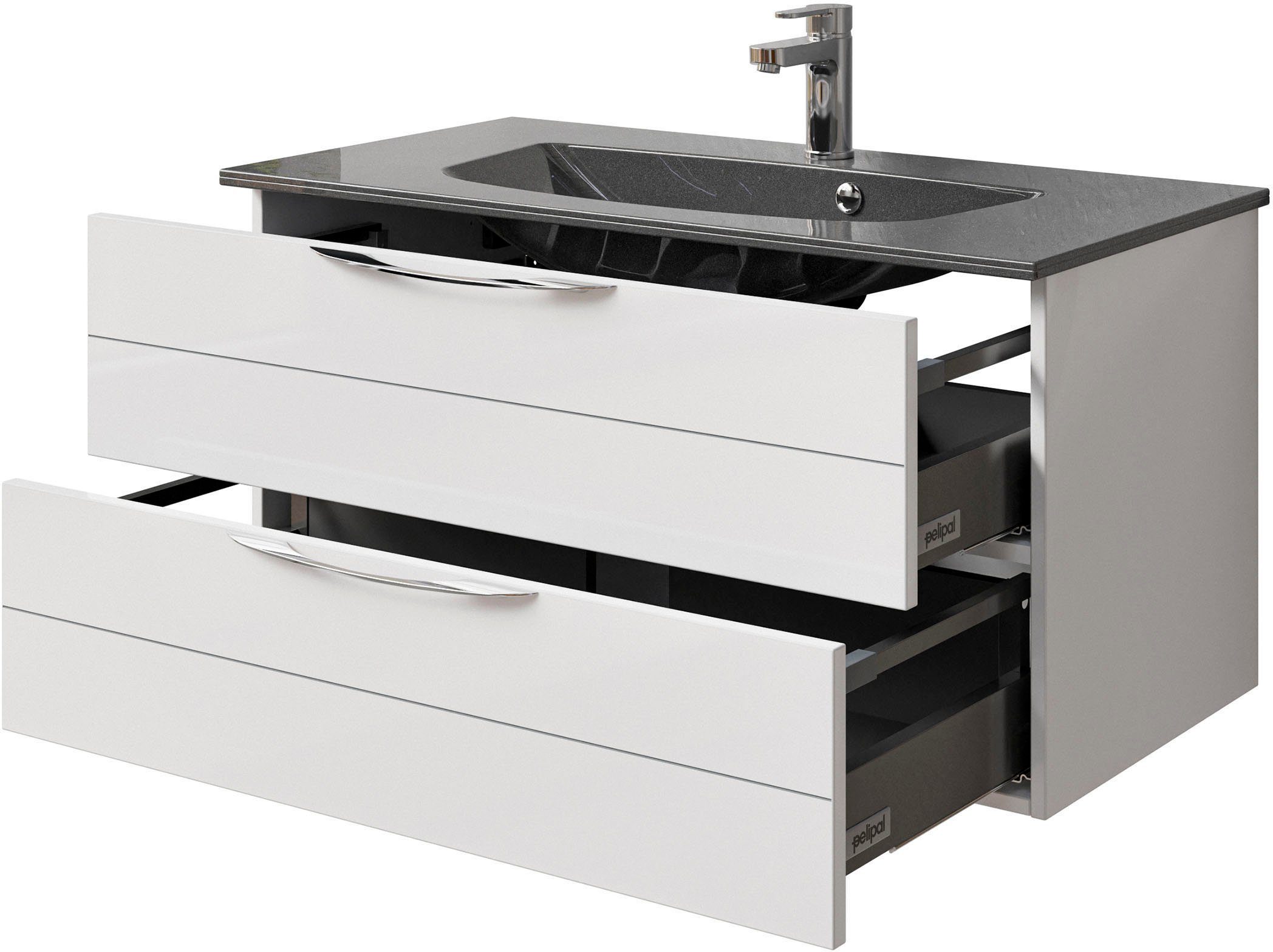 Saphir Wastafelonderkast Serie 6025 mineraalmarmeren wastafel met onderkast, 97 cm breed (2-delig)