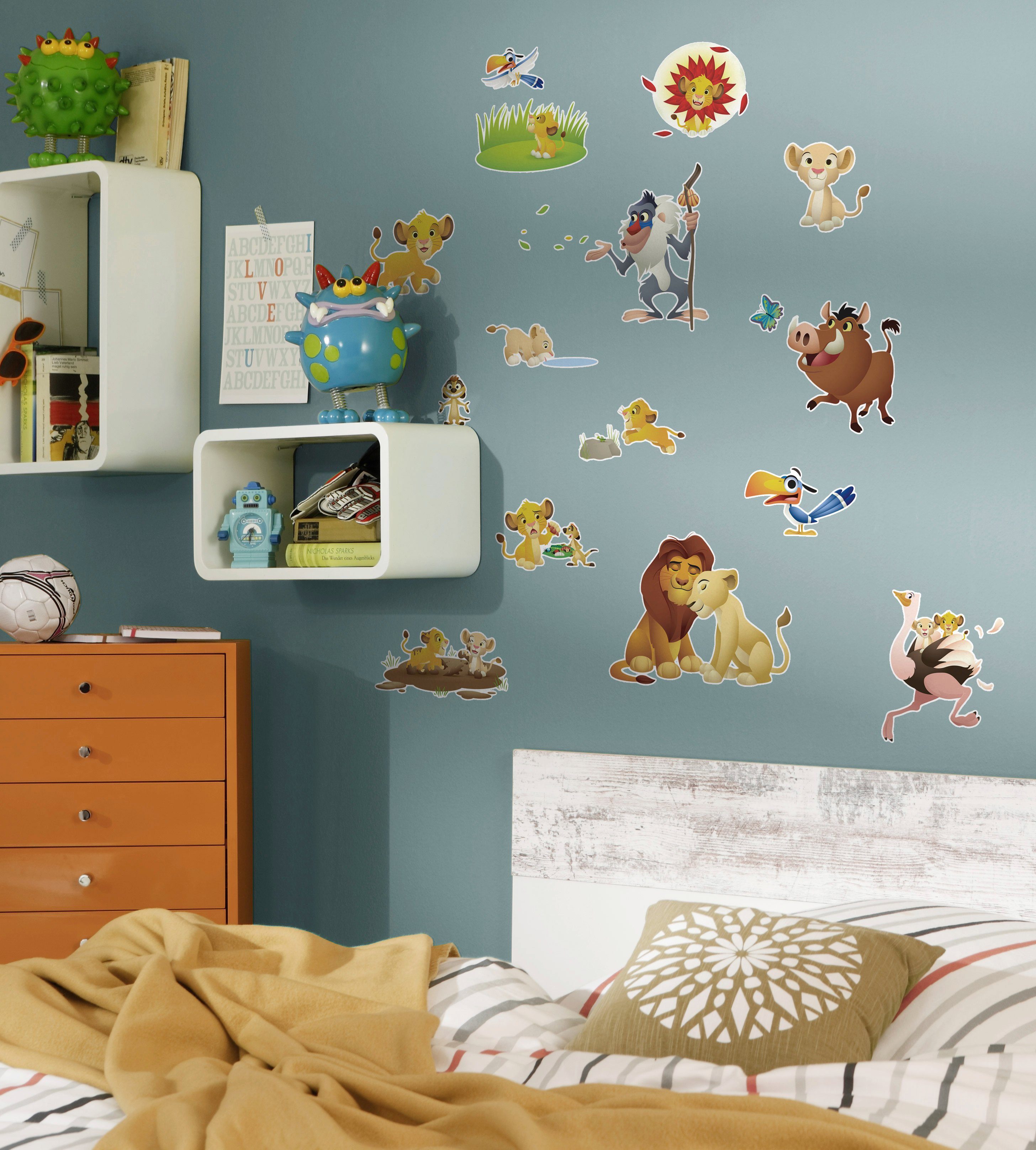 Komar Wandfolie Lion King Wildlife - afm. 50 x 70 cm zelfklevend, wandstickers, kinderkamer (27-delig)