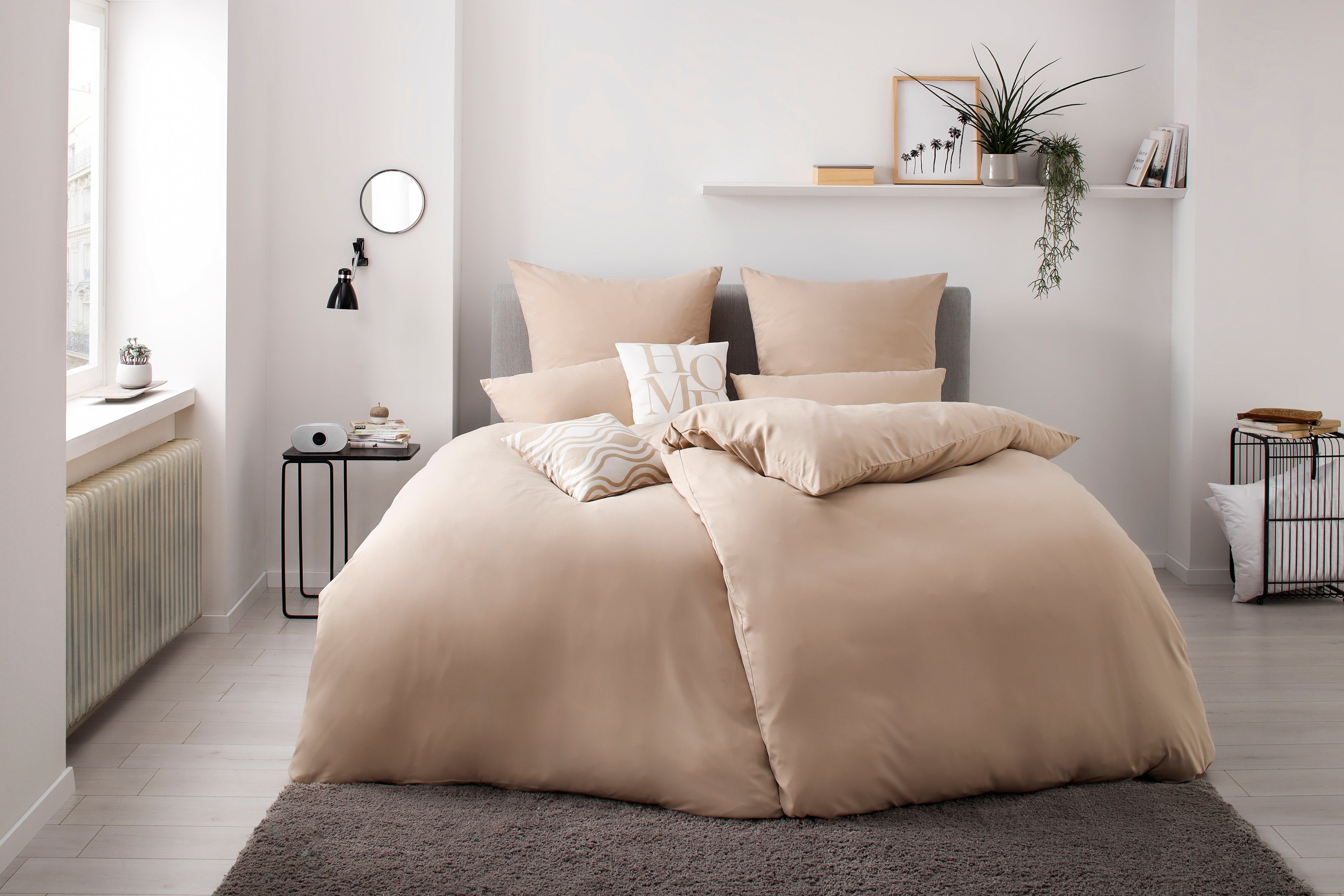 my home Overtrekset Desner Premium kwaliteit, 100 % polyester, zeer zacht, uni, vanaf 135x200 cm