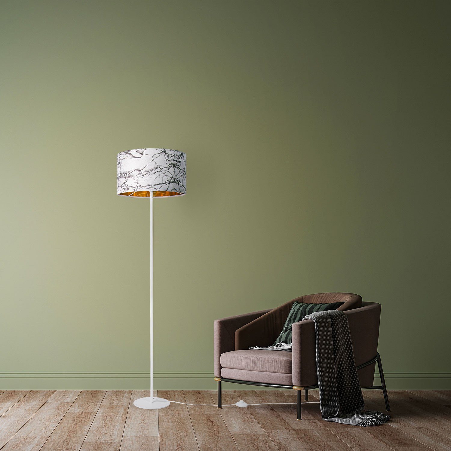 Paco Home Staande lamp Kracht 525 Woonkamer slaapkamer E27 marmer steen ontwerp grijs wit