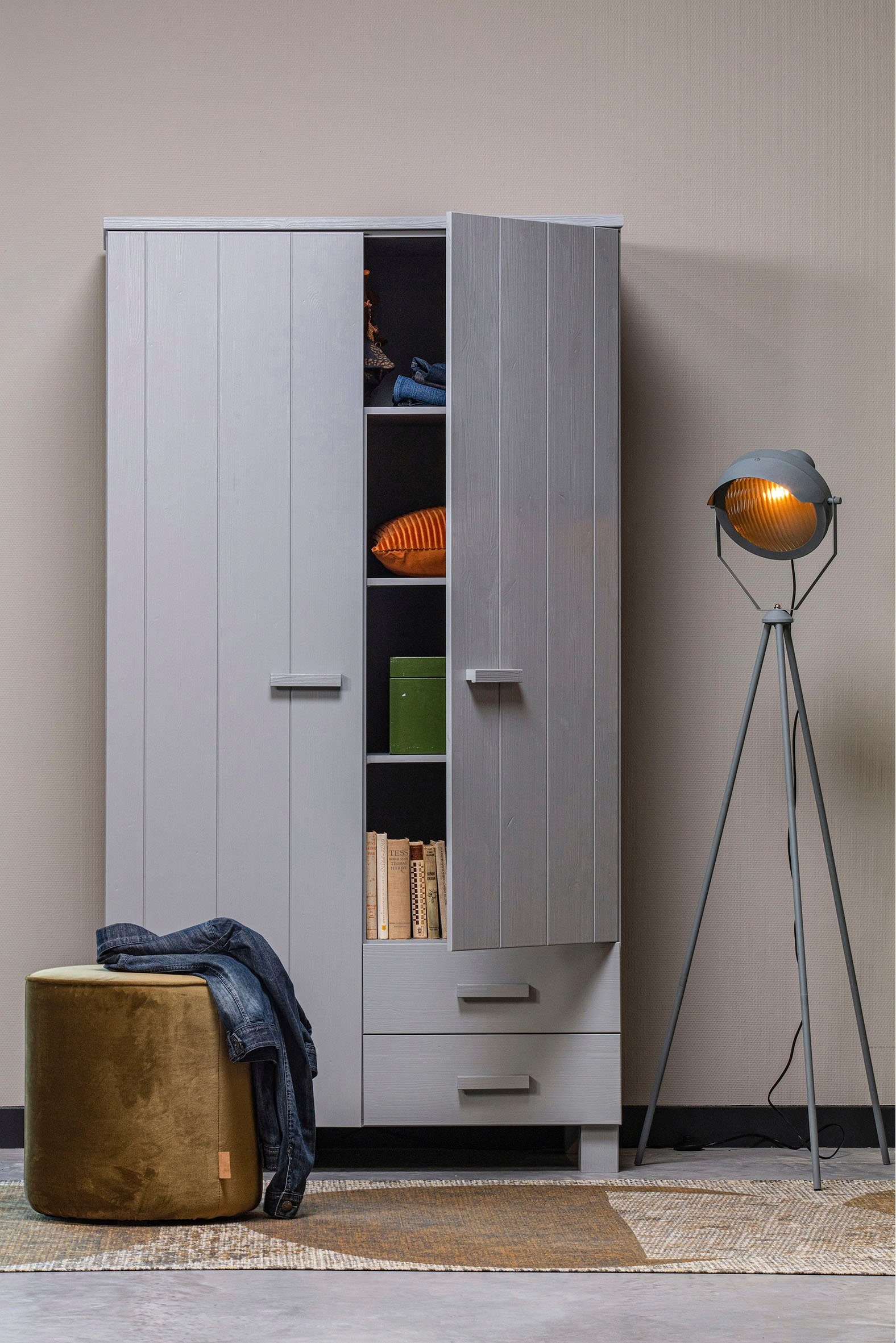 WOOOD Kledingkast Dennis met kledingstang, veel opbergruimte, b 111 cm x h 202 cm