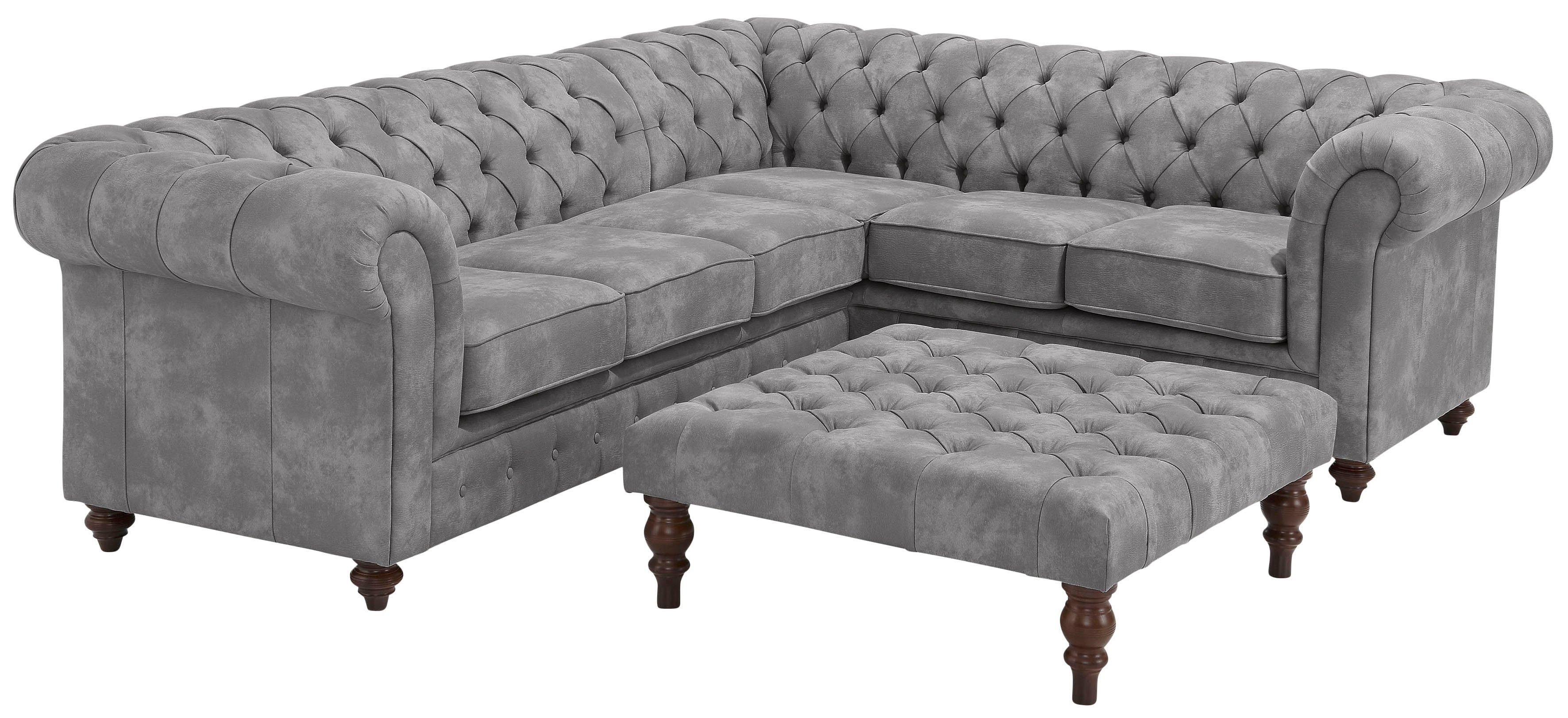 Home affaire Chesterfield-bank Chesterfield hoekbank, ook in leer L-vorm hoogwaardige knoopdetails, langer gedeelte links of rechts naar keuze