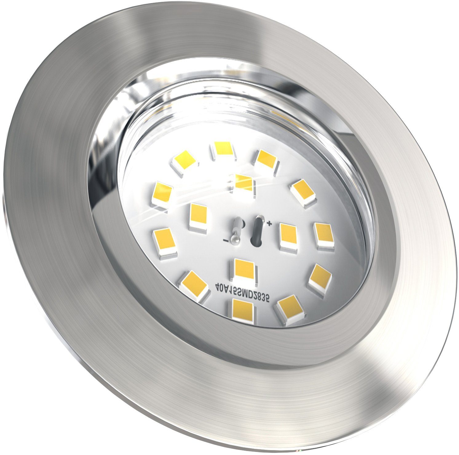 B.K.Licht Ledinbouwlamp 5-delige inbouwspot, dimbare plafondspots, platte spots 3.000k, 470 lumen, 5,5w, kunststof, 8,2 x 2,8 cm, nikkel