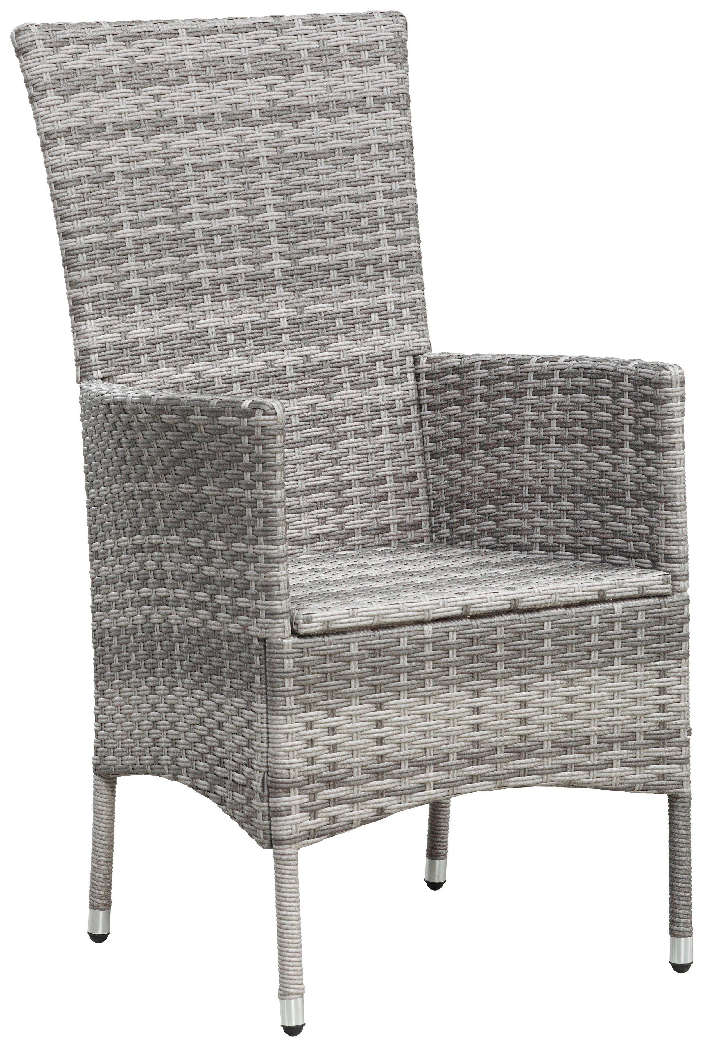 KONIFERA Tuin-eethoek Belluno Bergruimte onder de tafel, grijs, 2 van de 8 fauteuils traploos verstelbaar (set, 17-delig)