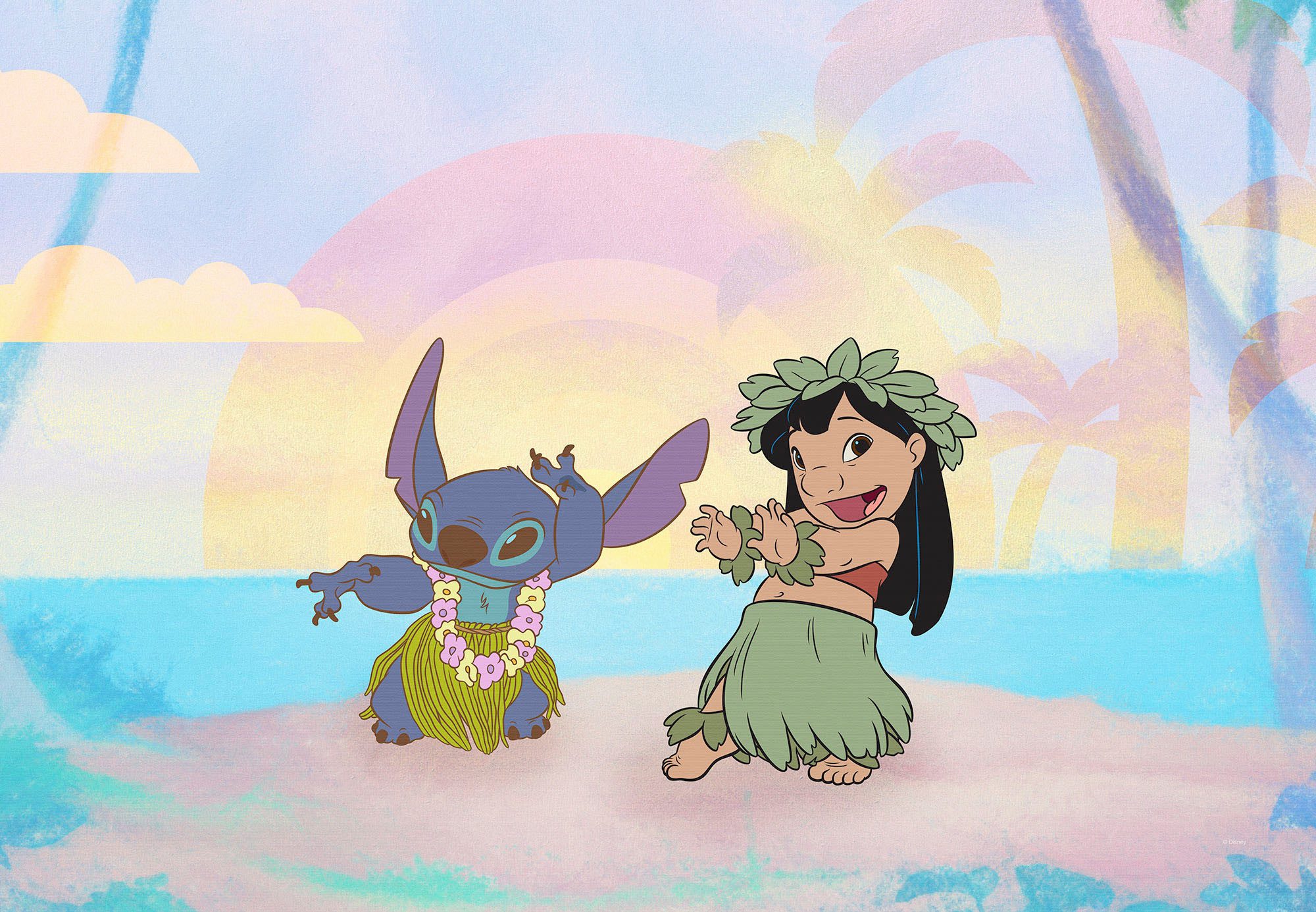 Komar Artprint op linnen Lilo and Stitch Dancing - Afmeting 60 x 40 cm (1 stuk)