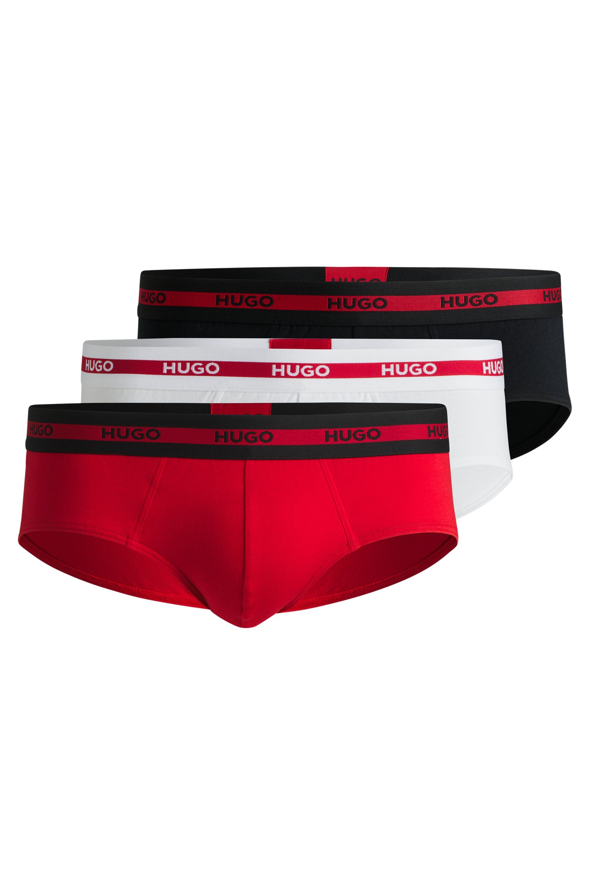 HUGO underwear Slip met contraststrepen en logo-opschriften op de tailleband (set, 3 stuks, In driepack)