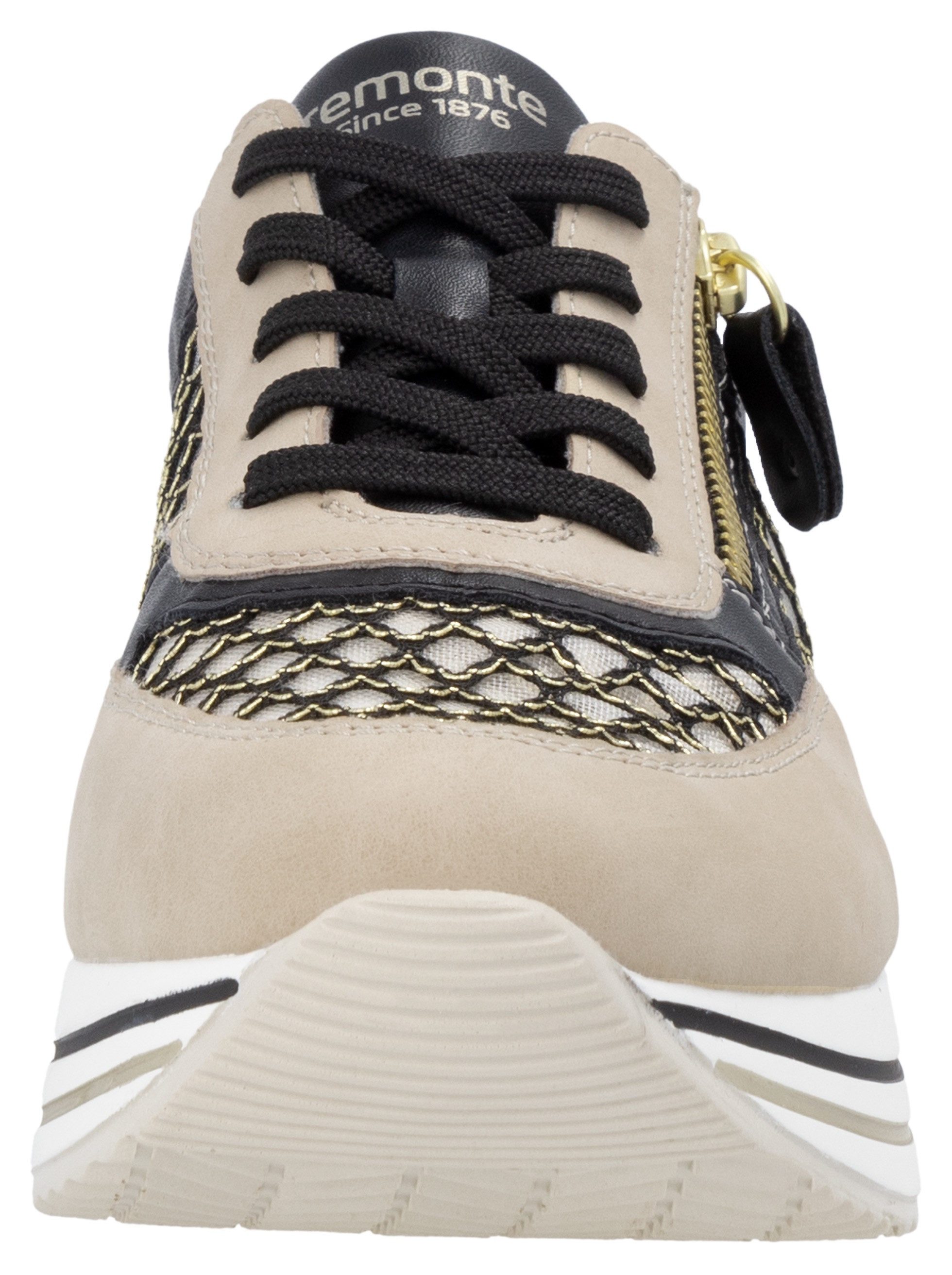 Remonte Plateausneakers , vrijetijdsschoen, lage schoen, veterschoen, vegan, contrastafwerking