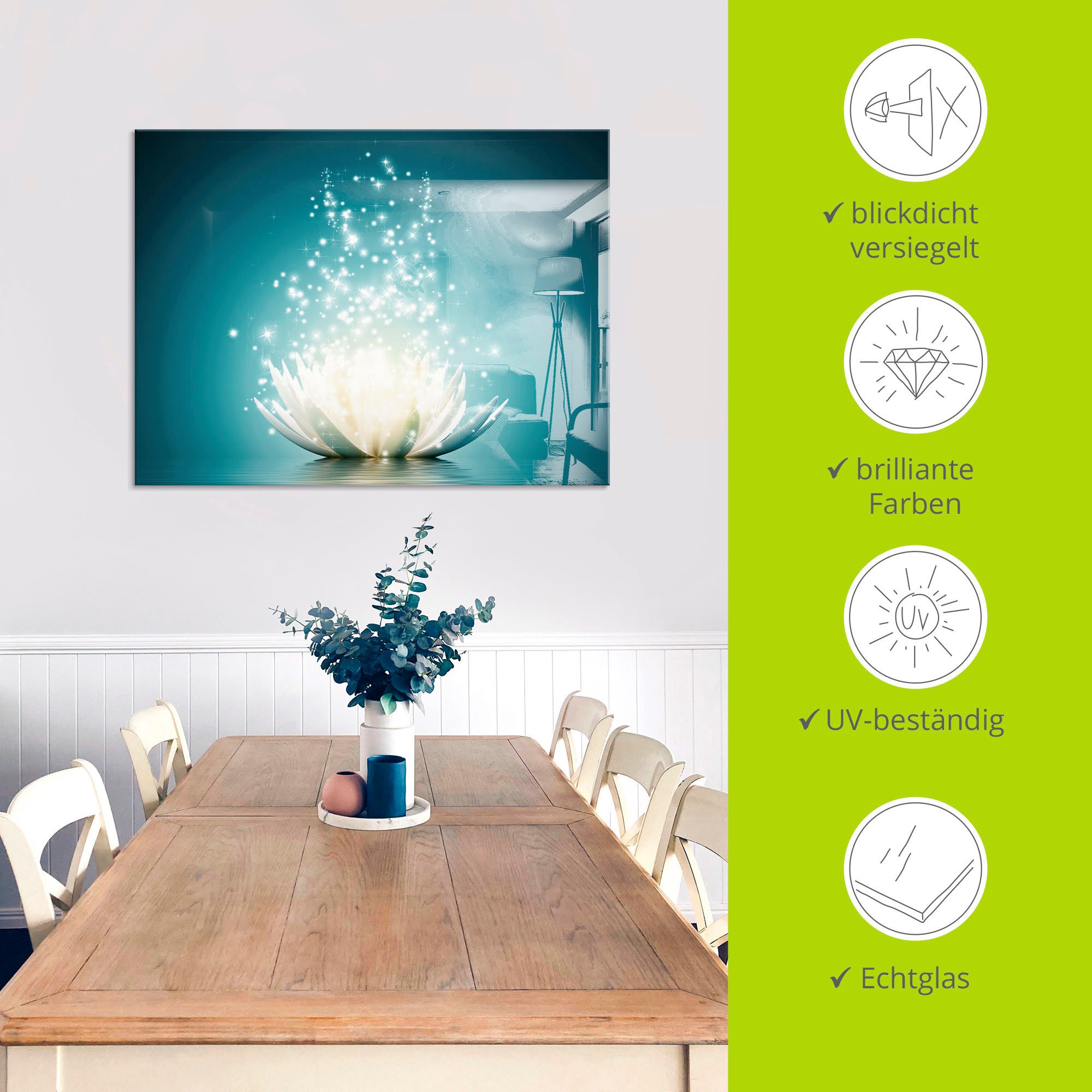 Artland Print op glas Magie van de lotusbloem