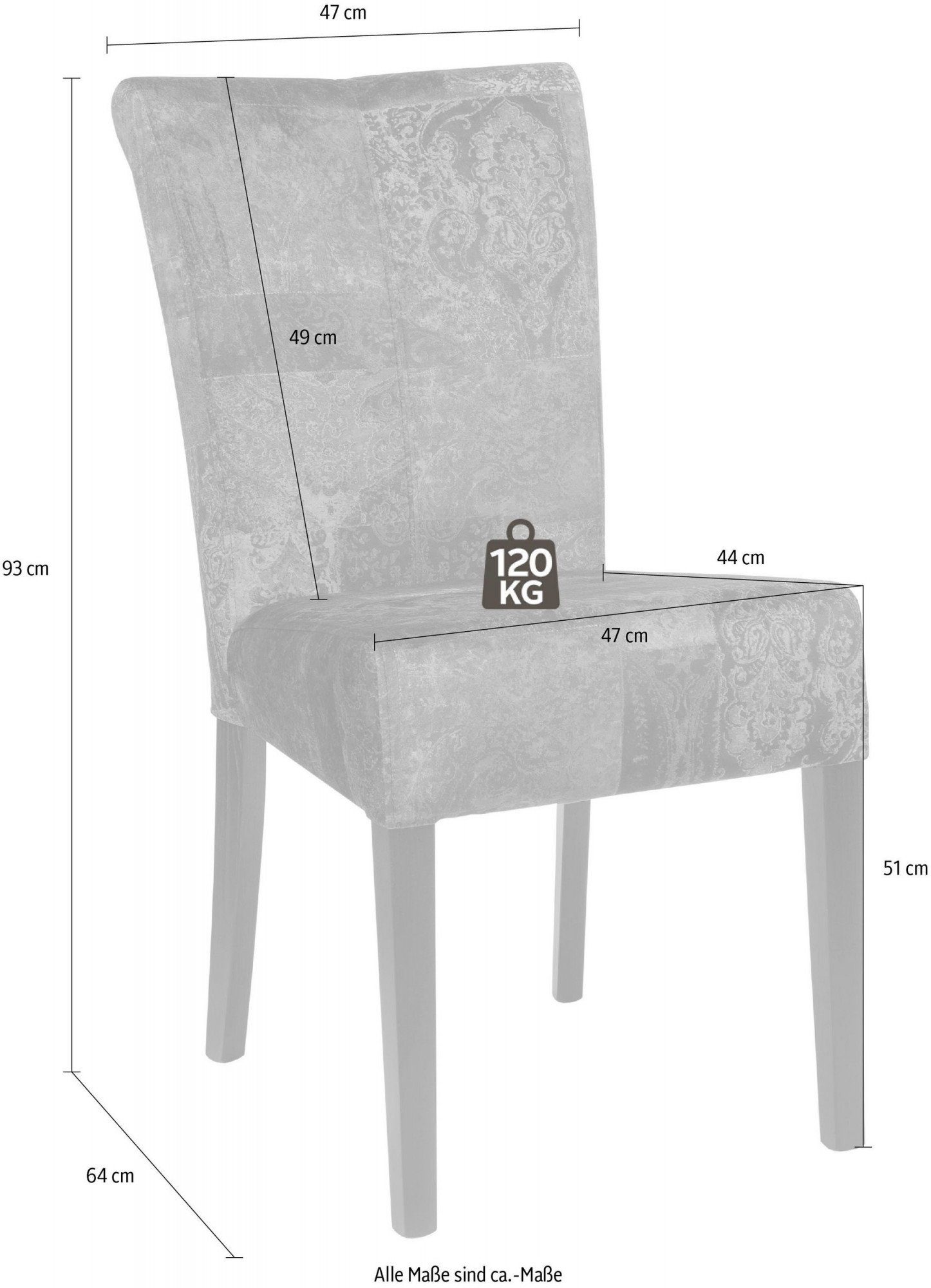 Home affaire Stoel met 4 poten Ravenna Eetkamerstoel met capitonnage (set, 2 stuks)