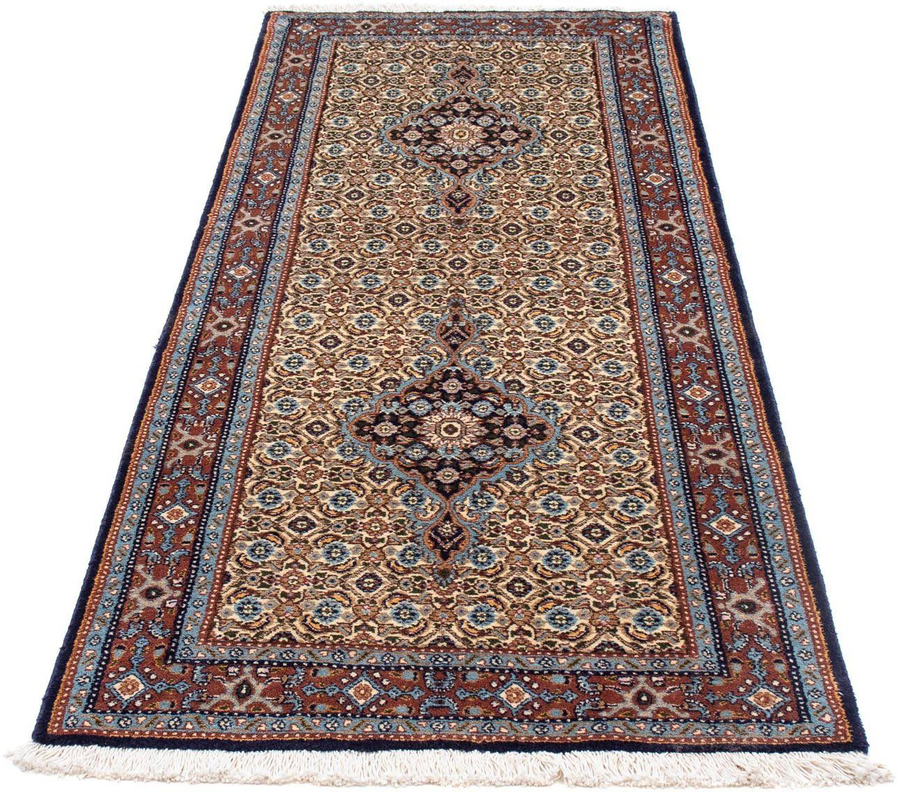 morgenland Hoogpolige loper Moud medaillon beige 293 x 79 cm Uniek exemplaar met certificaat