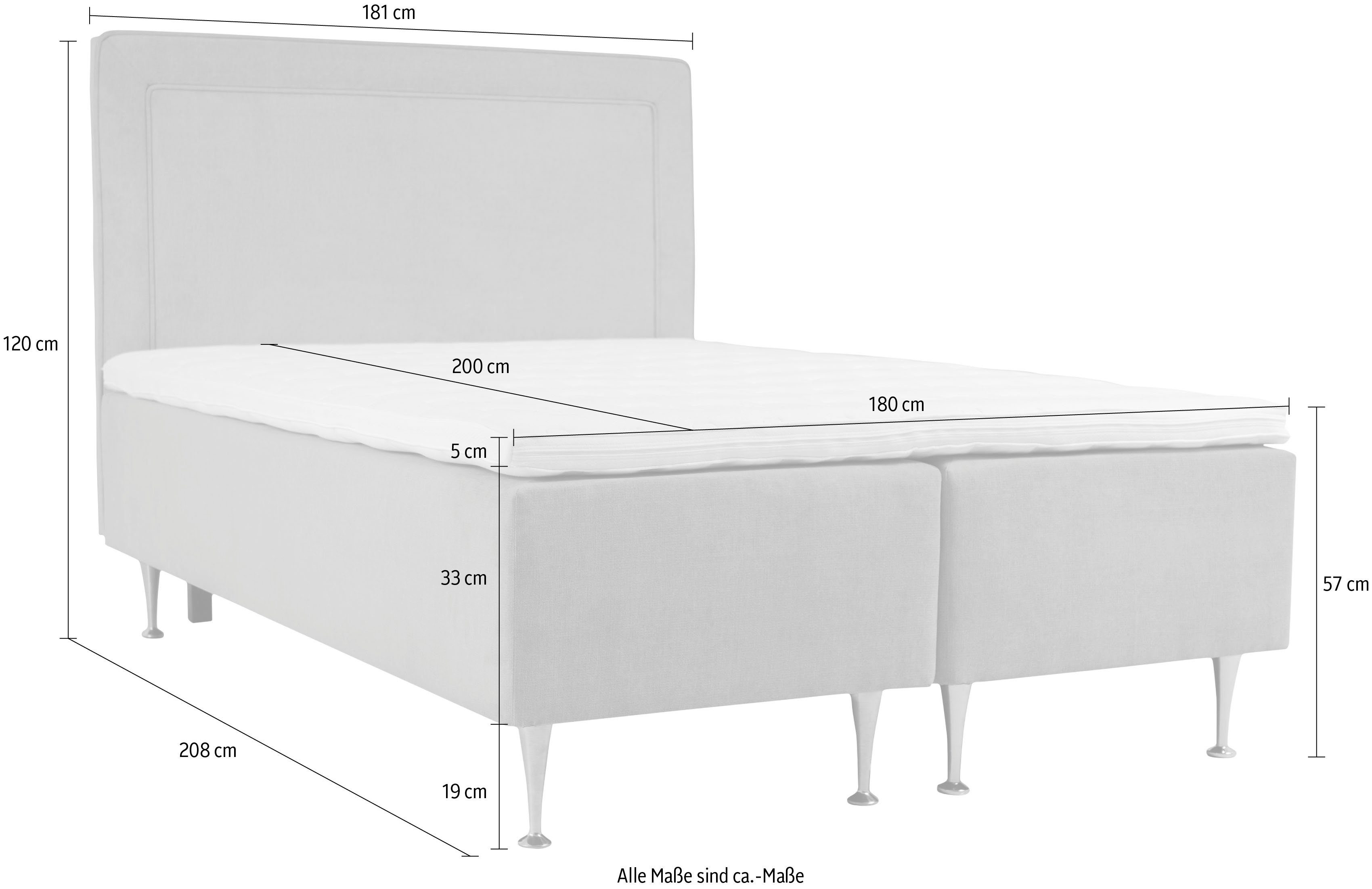 INOSIGN Boxspring Hacer Topmatras, H2 of H3 en in breedte 70,80,90,120,140,160,180 ter keuze