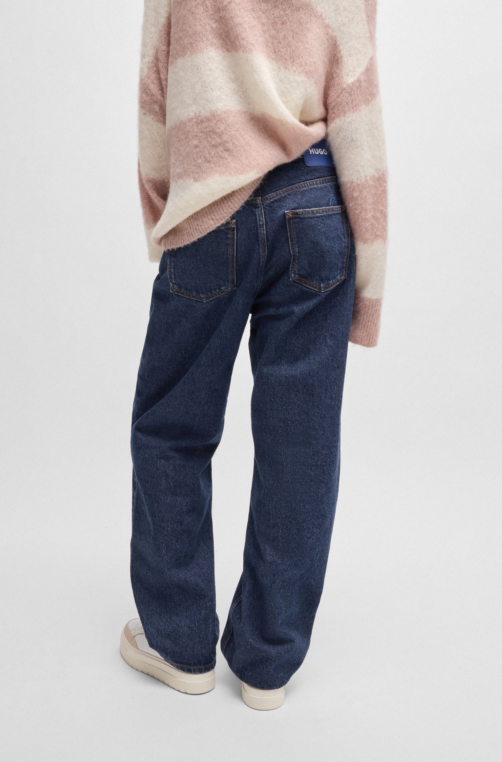 HUGO Blue Relax fit jeans Leni met kenmerkende borduurwerk